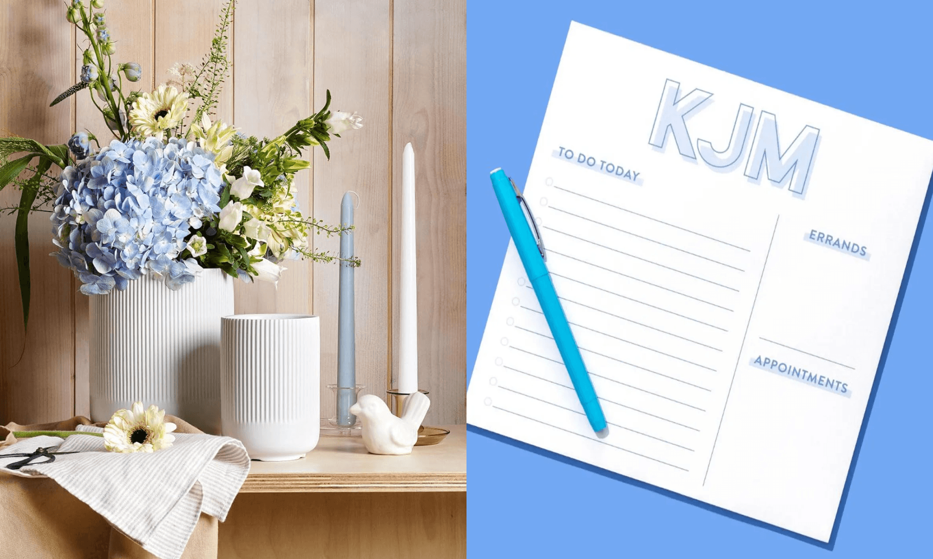 vase, notepad