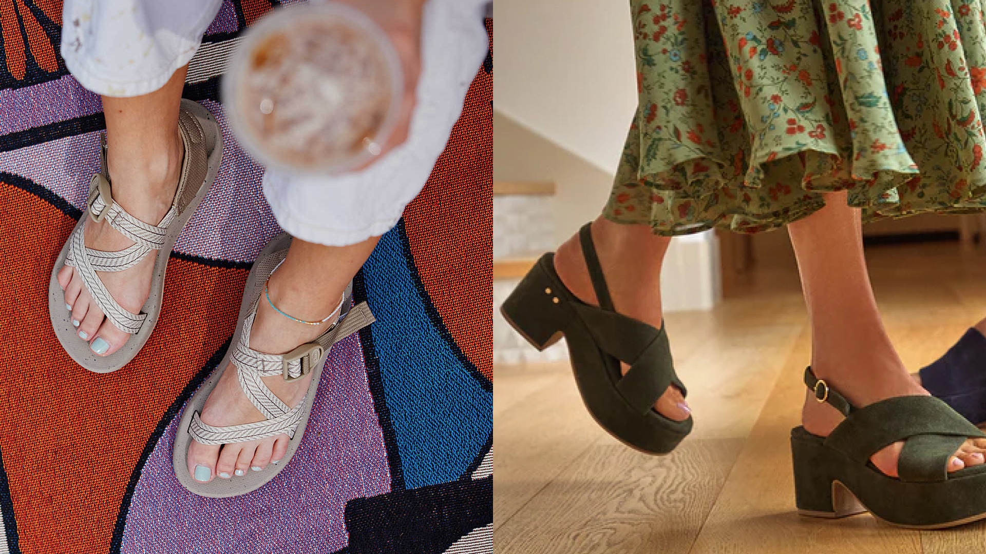 Woman wearing sandals