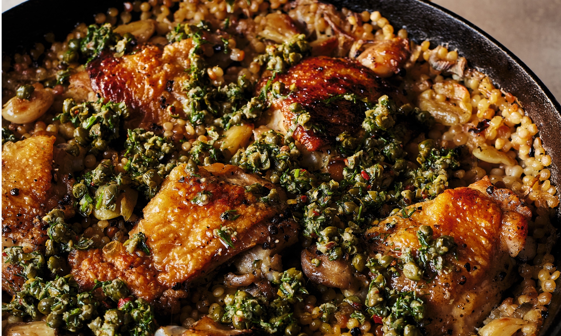 One-Pan Garlicky Chicken Couscous