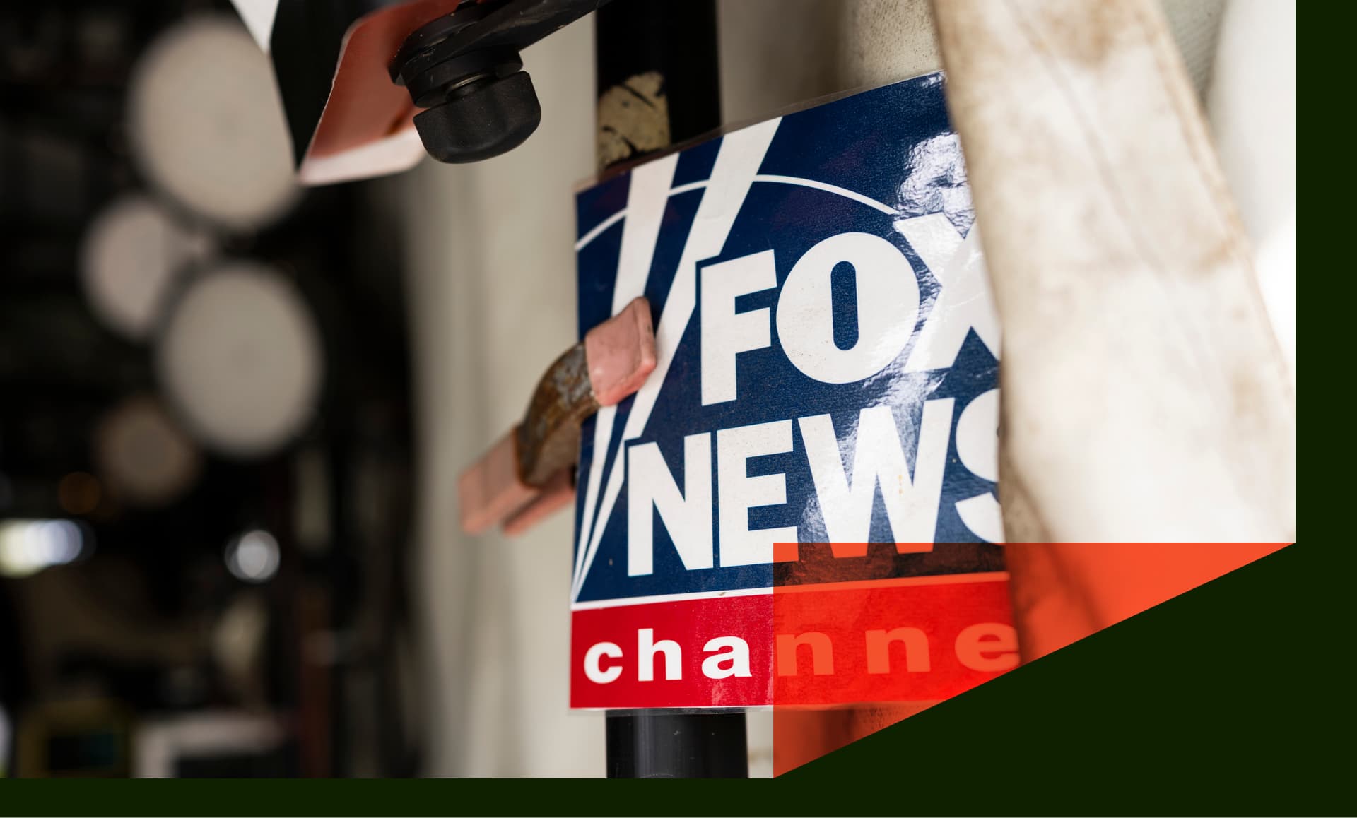  FOX News sign hangs on the White House grounds on September 21, 2026 in Washington, DC.