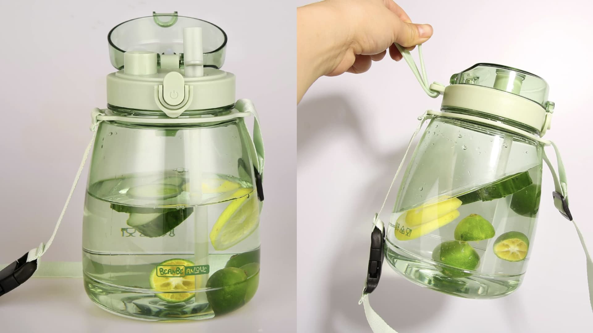 MOIOIBE Girls Water Bottles for School, Upgrade Aesthetic Water Bottles, Cute Water Bottle with Handle, Water Jug Green