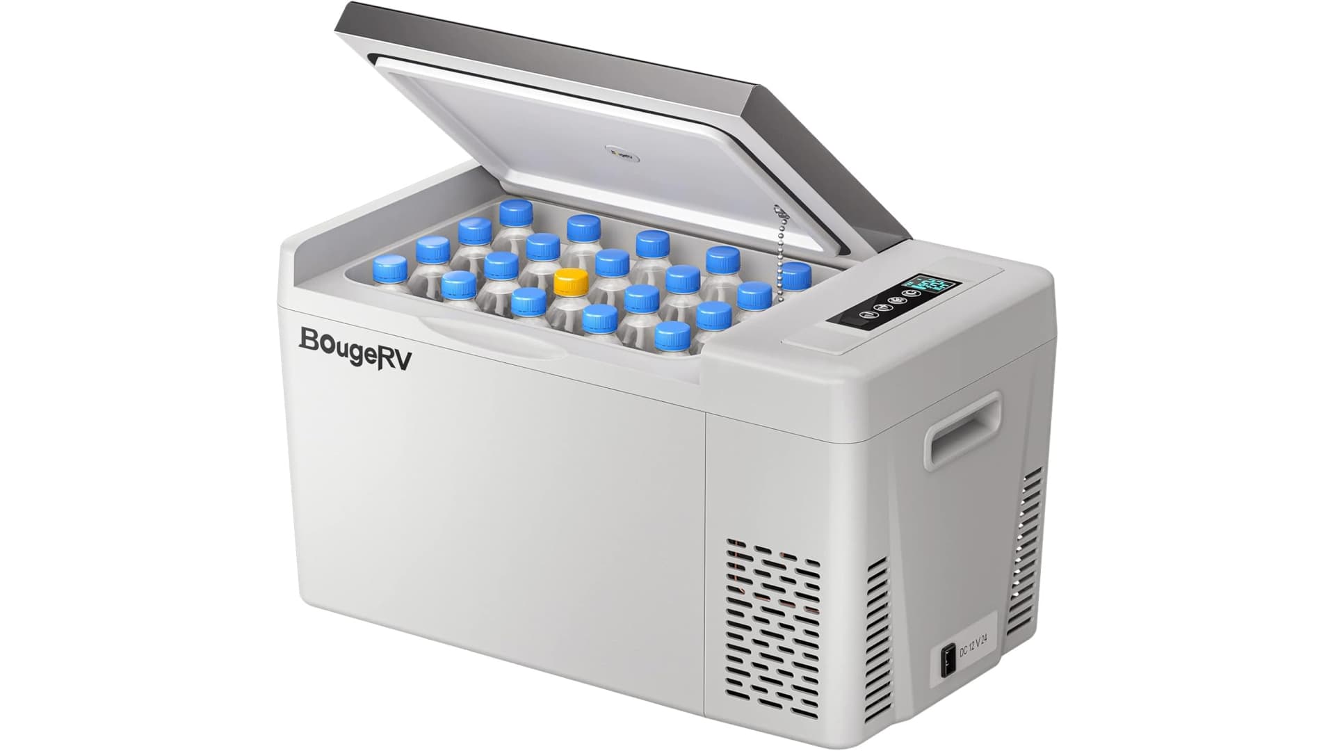 A portable refrigerator. 