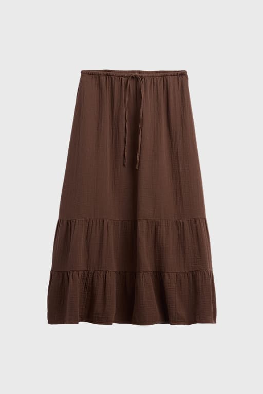 Cotton Gauze Tiered Easy Maxi Skirt