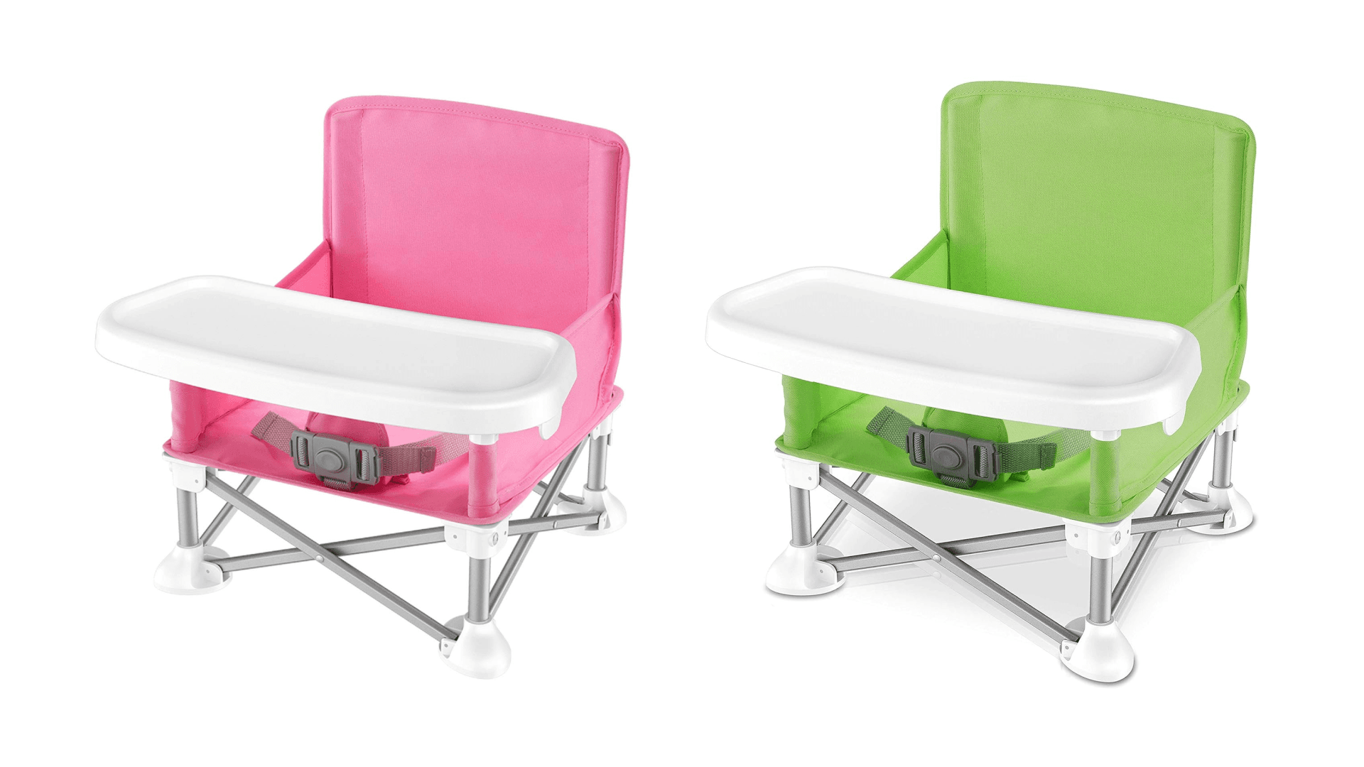 SereneLife Baby Seat Booster -Space Saver Toddler Booster Seat - Portable Pop and Open Sit Folding Booster Feeding Chair - Safety Belt/Food Tray/Travel Bag - SereneLife SLBS66G