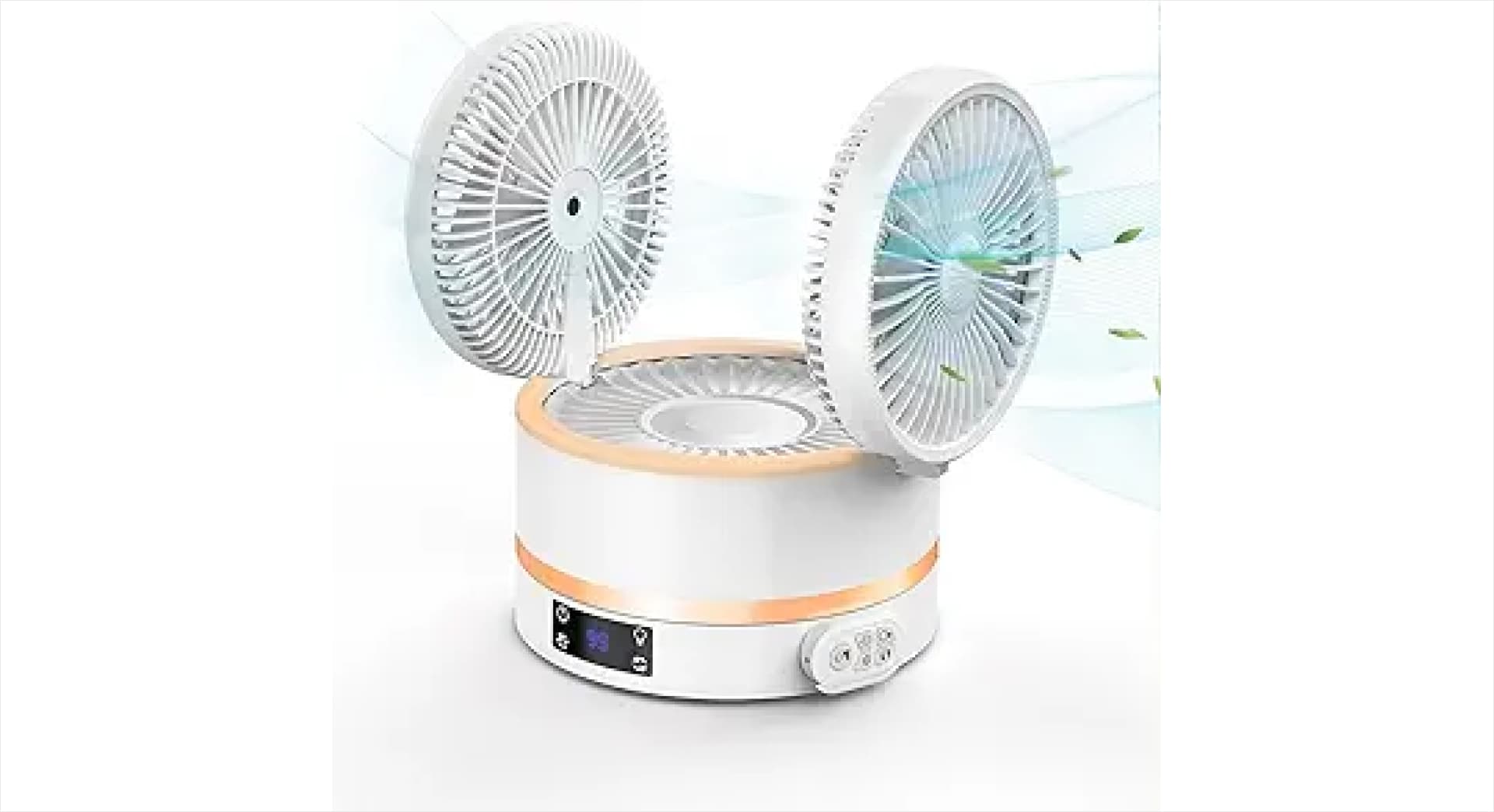 A double-head portable fan.