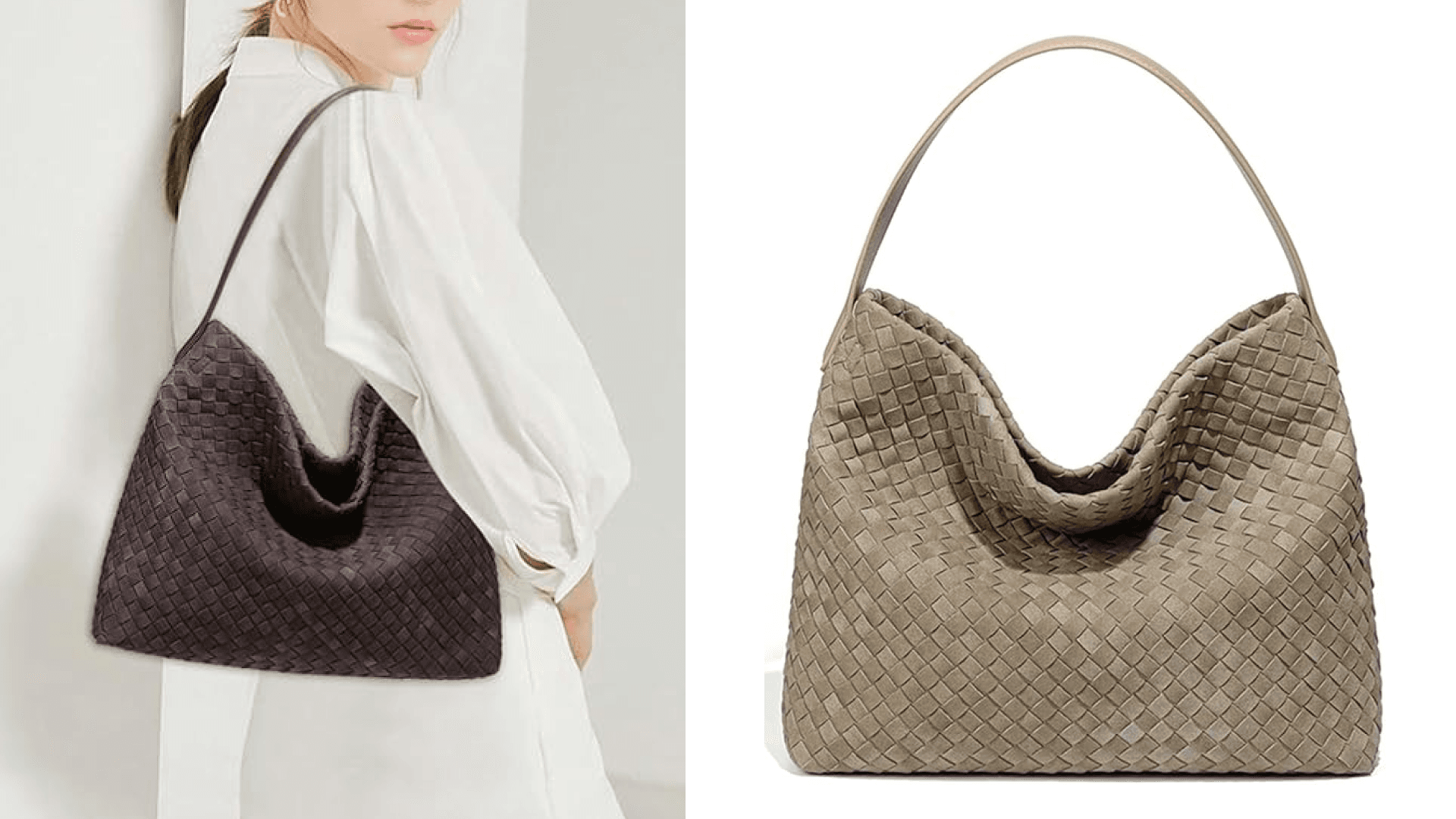 Slouchy Suede Woven Hobo Bags Women Trendy Suede Purse Crossbody Crescent Shoulder Satchel Bag Top Handle Tote Handbag