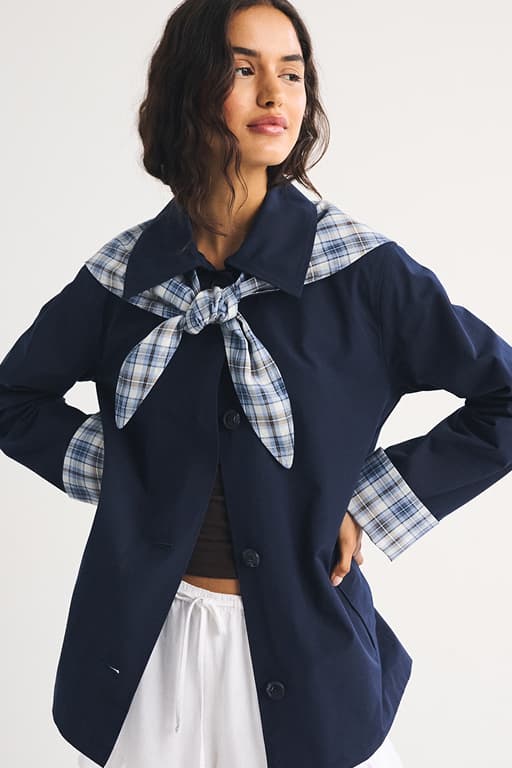 A-Line Removable Scarf Trench Coat