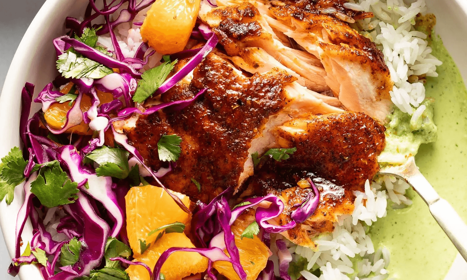 Pinch of Yum’s Chipotle Salmon with Orange Salsa and Aji Verde