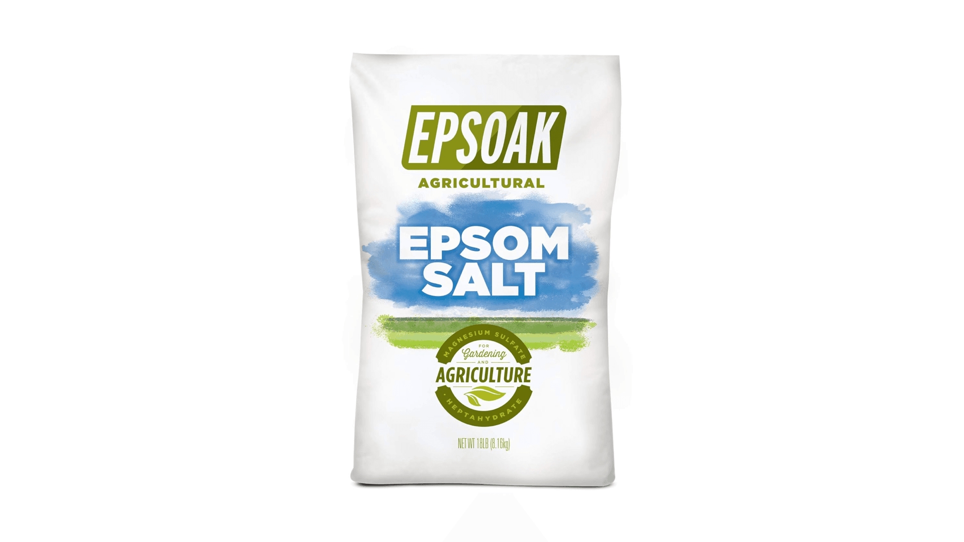 Epsoak Epsom Salt - 18 lb. Resealable Bulk Bag Agricultural Grade Epsom Salt for Gardening and Lawn Care