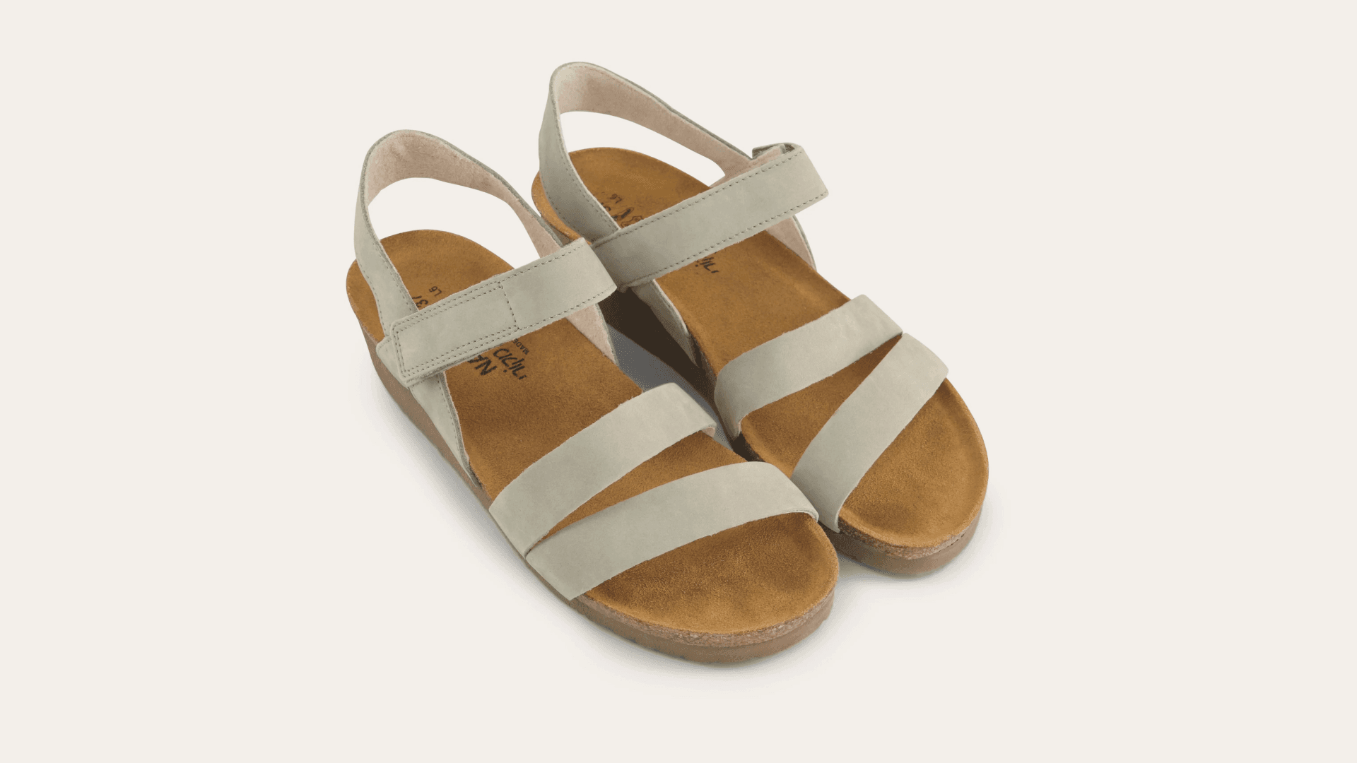 Wedge sandals with sage green straps