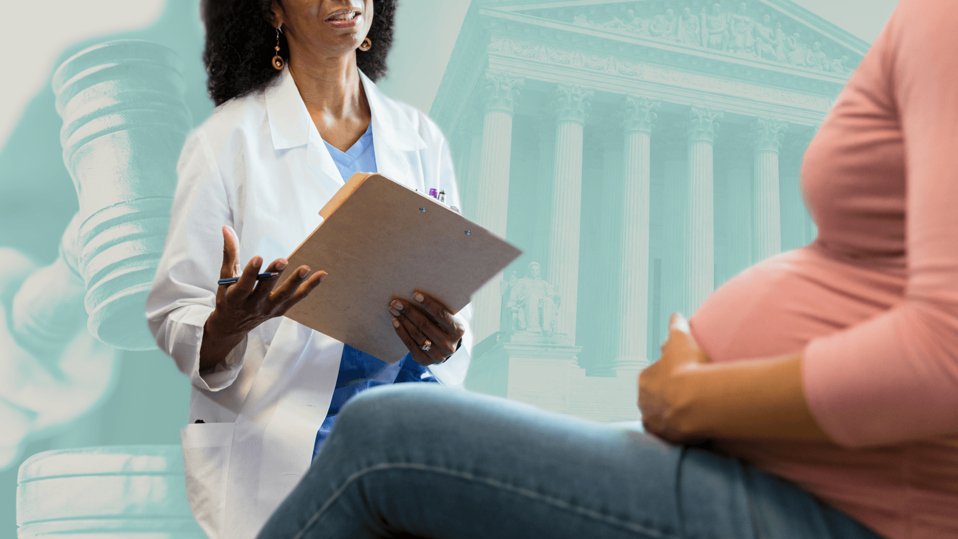 A doctor speaks to a pregnant woman