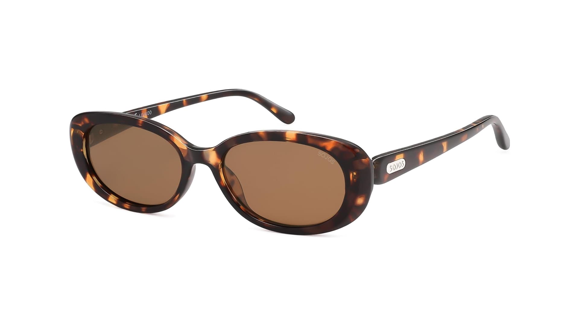 SOJOS Retro Oval Polarized Sunglasses for Women Men Vintage 90s Style Designer Inspired Sunnies Sun Glasses SJ2369, Tortoise Frame/Brown Lens