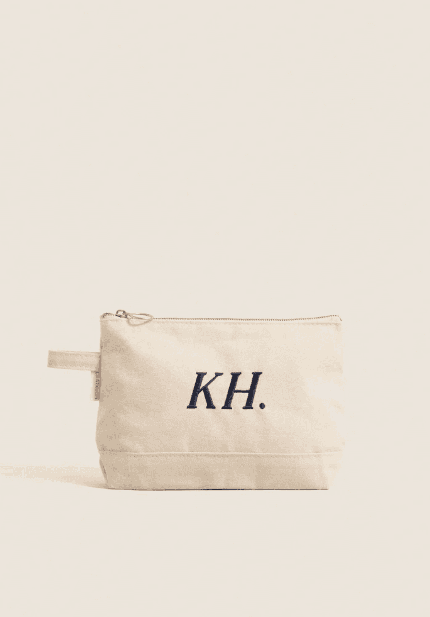 CB Station Natural Monogrammed Canvas Make-Up Bag