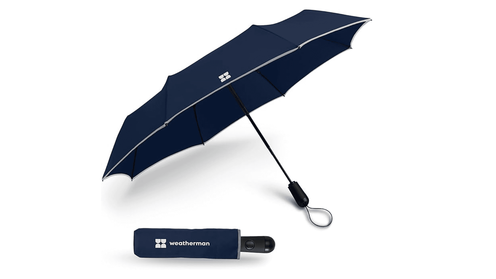 Weatherman Premium Small Compact Mini Umbrella for Travel - Windproof, Compact, Easy Auto Open - Resists Up to 45 MPH Winds - Perfect for Rain, Wind, Backpack, Car - Folding Umbrella, Strong Fiberglass Frame (Black)