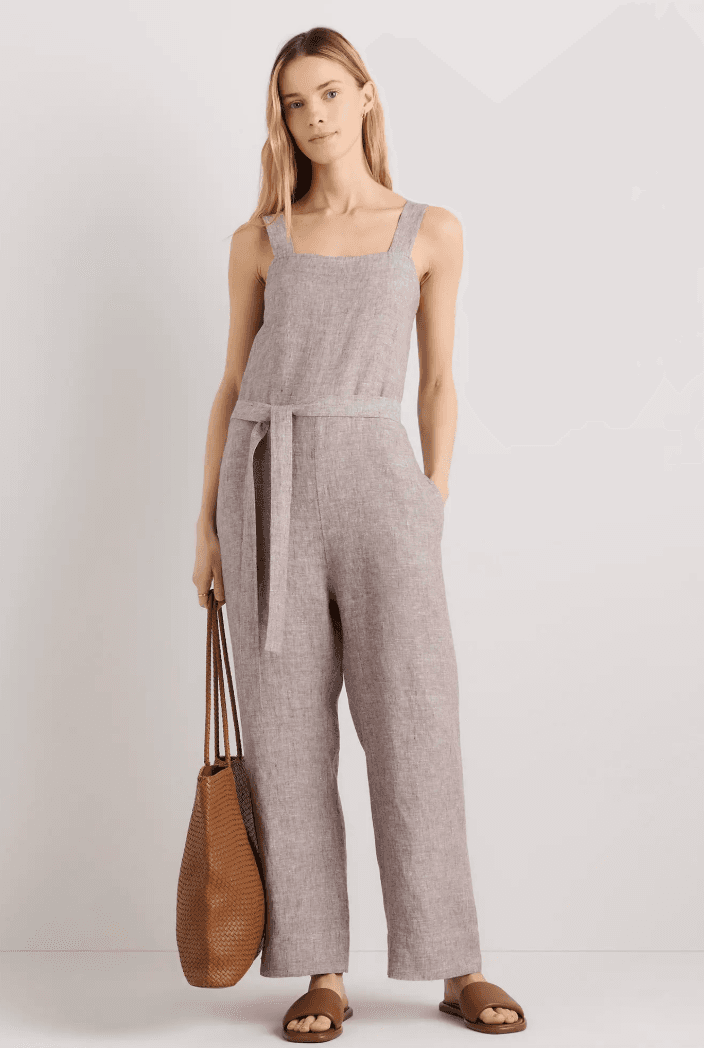 Quince 100% European Linen Square Neck Jumpsuit