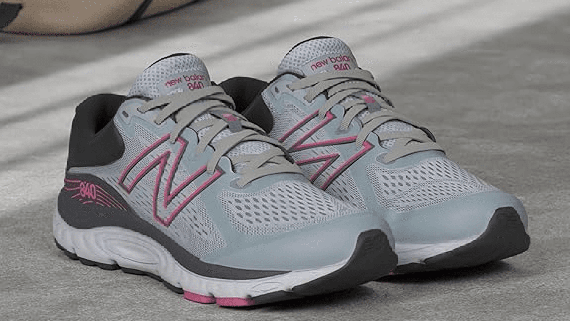 Women's sneakers in white and light blue with black and hot pink accents