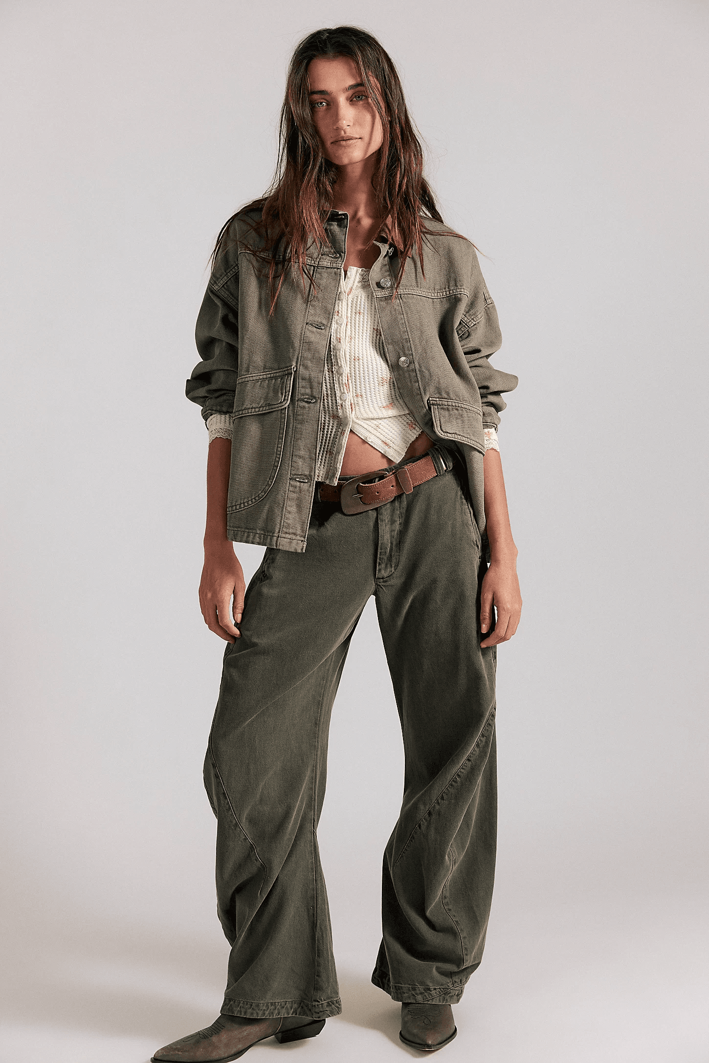 Free People Spotlight Washed Barrel Chino Trousers