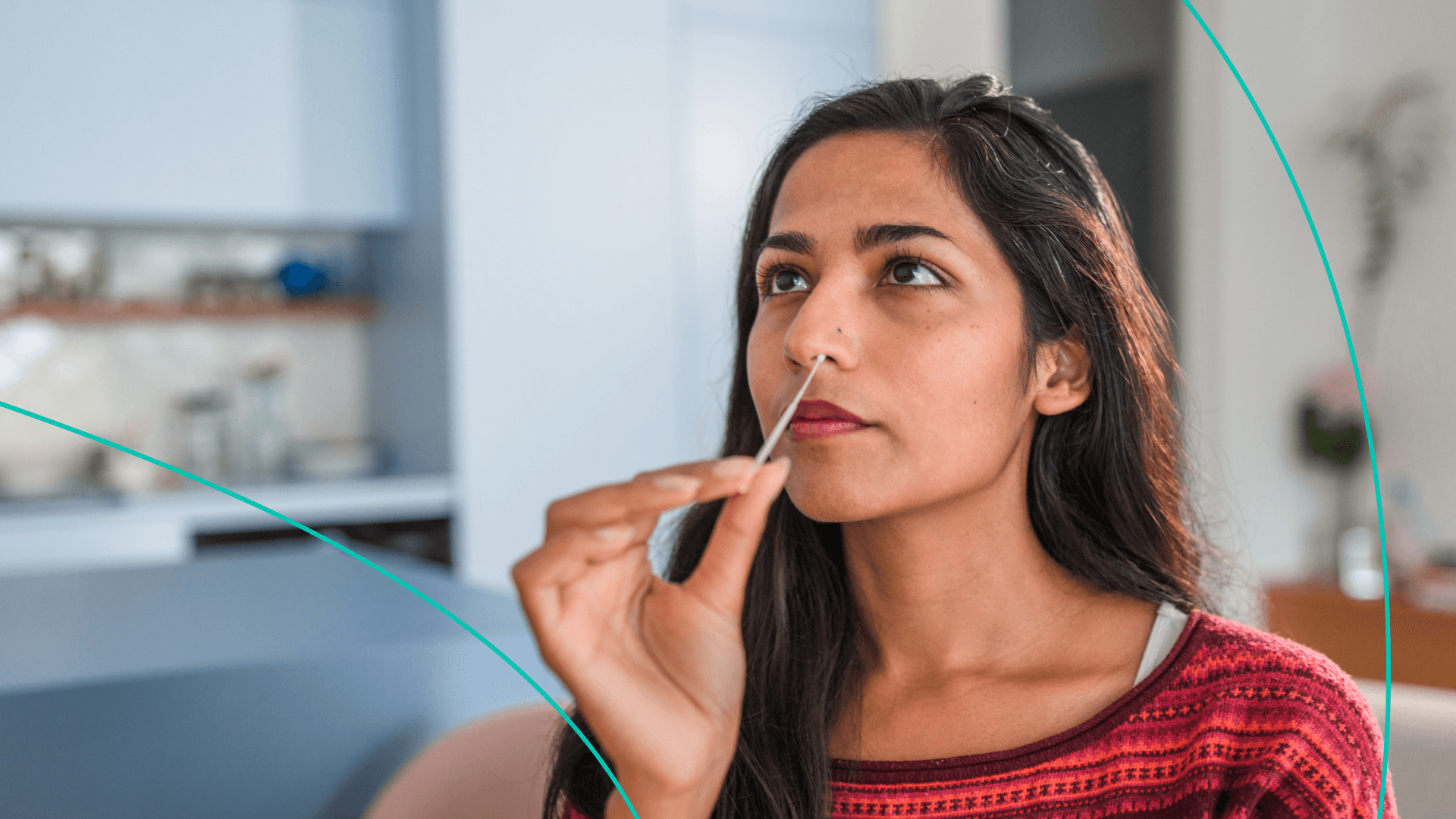 Woman testing herself for COVID-19