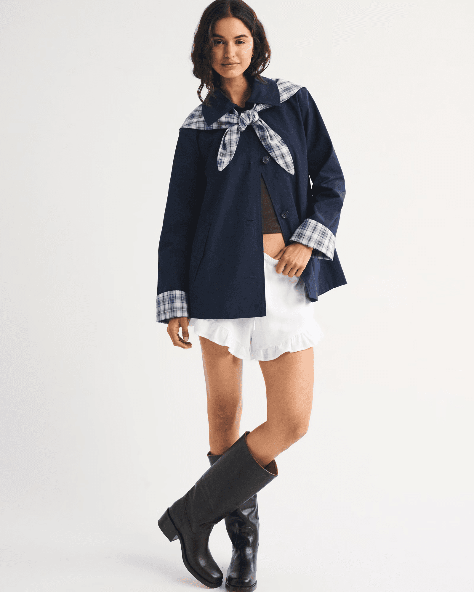 A&F A-Line Removable Scarf Trench Coat