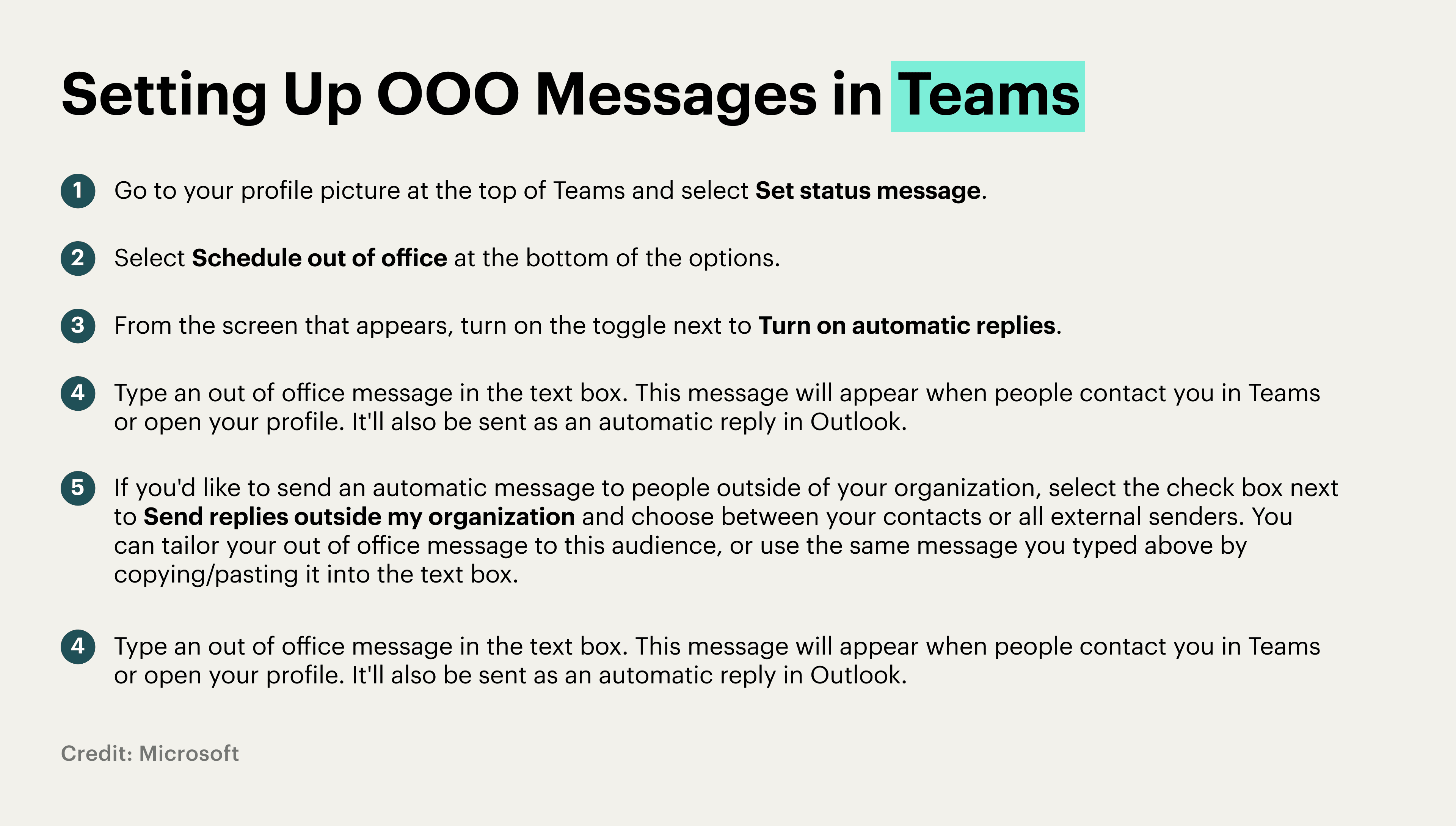 OOO instructions for Teams