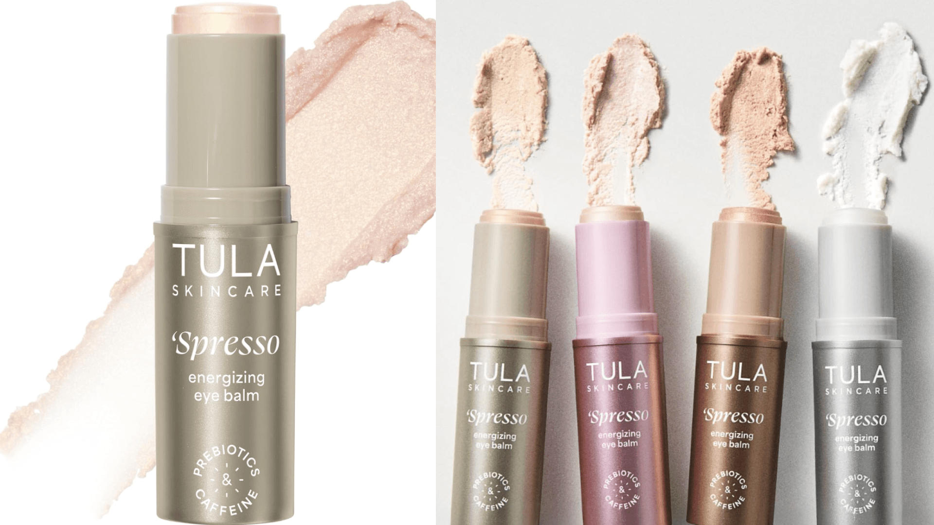 TULA Skin Care ‘Spresso Energizing Eye Balm, Gold Glow - Energizing & Hydrating Caffeine Under Eye Treatment for Dark Circles, Portable and Perfect to Use On-the-go, 0.35 oz.