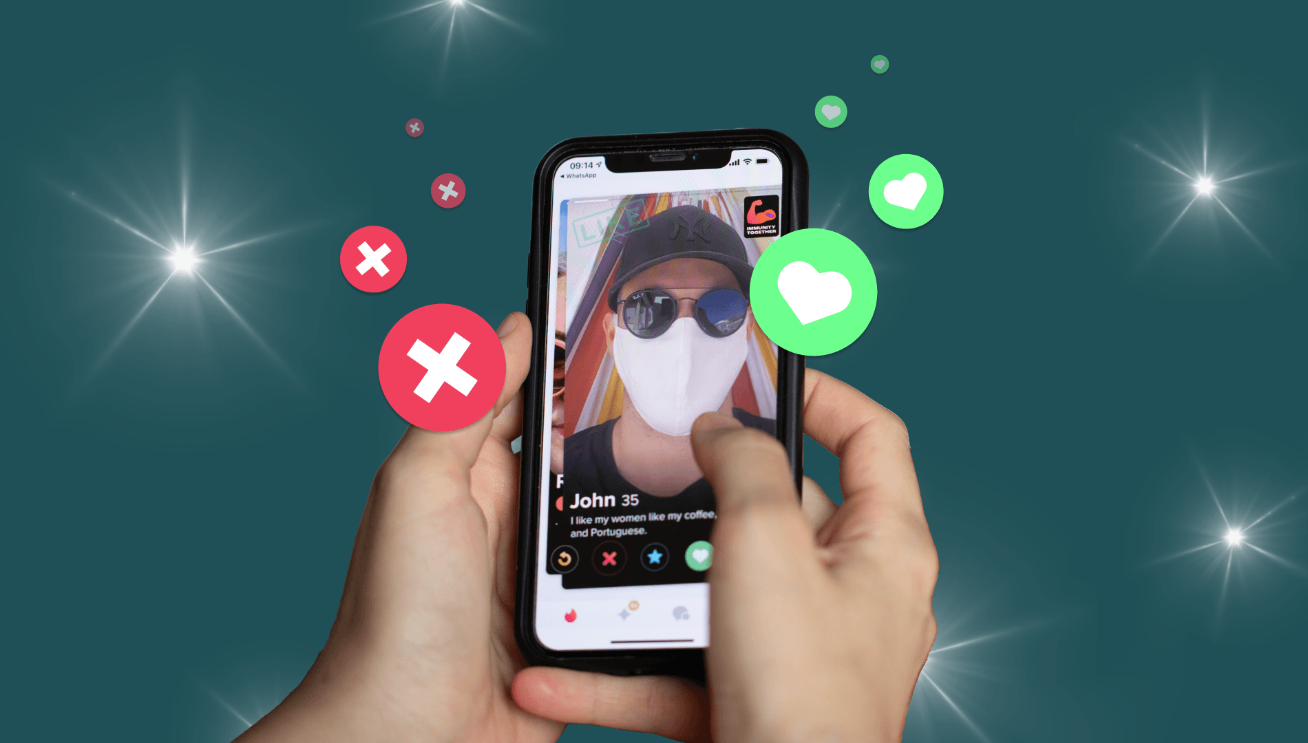 Pop Cultured with theSkimm promo image August 9, 2022 featuring a person looking at a dating app profile.