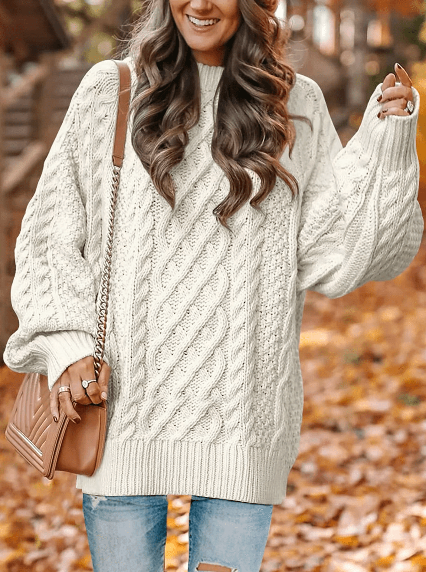 Moshu Oversized Cable Knit Sweater at Walmart