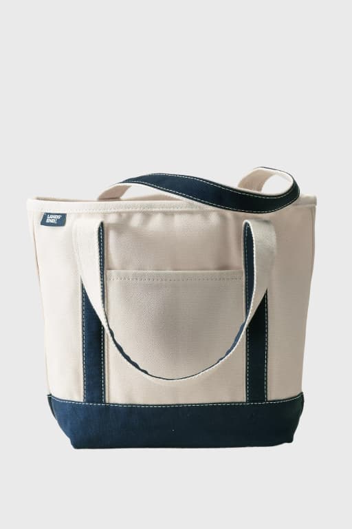 Lands' End Medium 5 Pocket Open Top Canvas Tote Bag