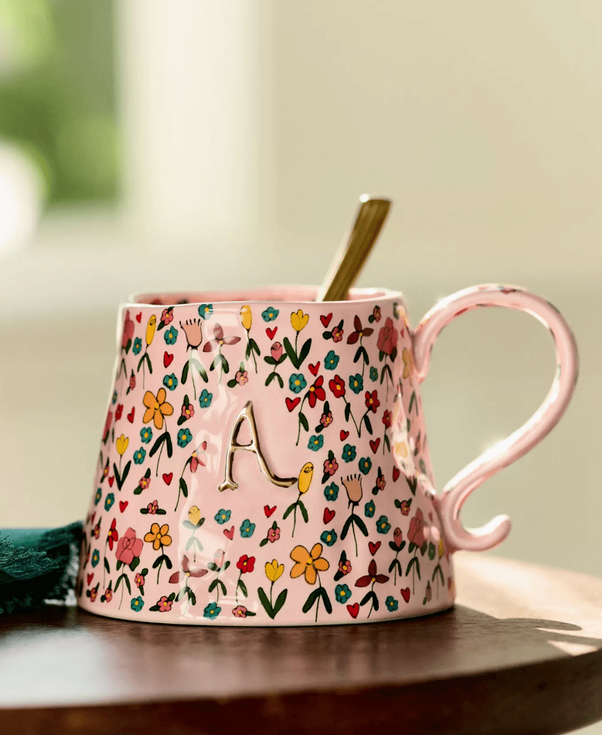 The Mud Fairy Stoneware 24k Gold Accent Monogram Mug