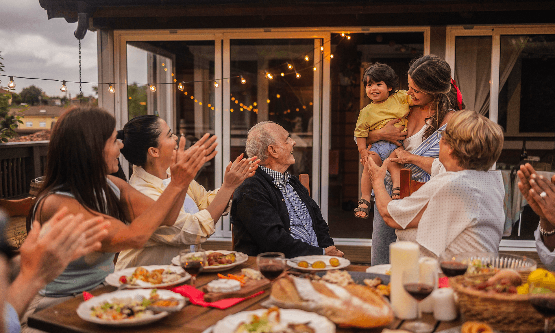 family gathered at a party