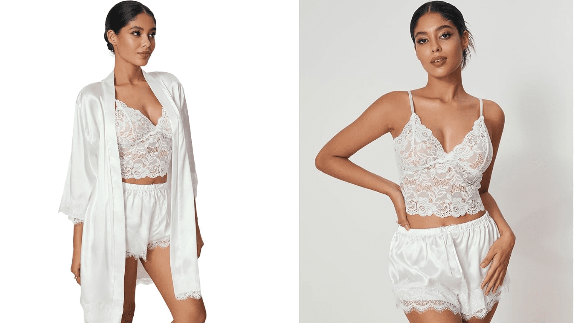 3-piece lingerie set in white