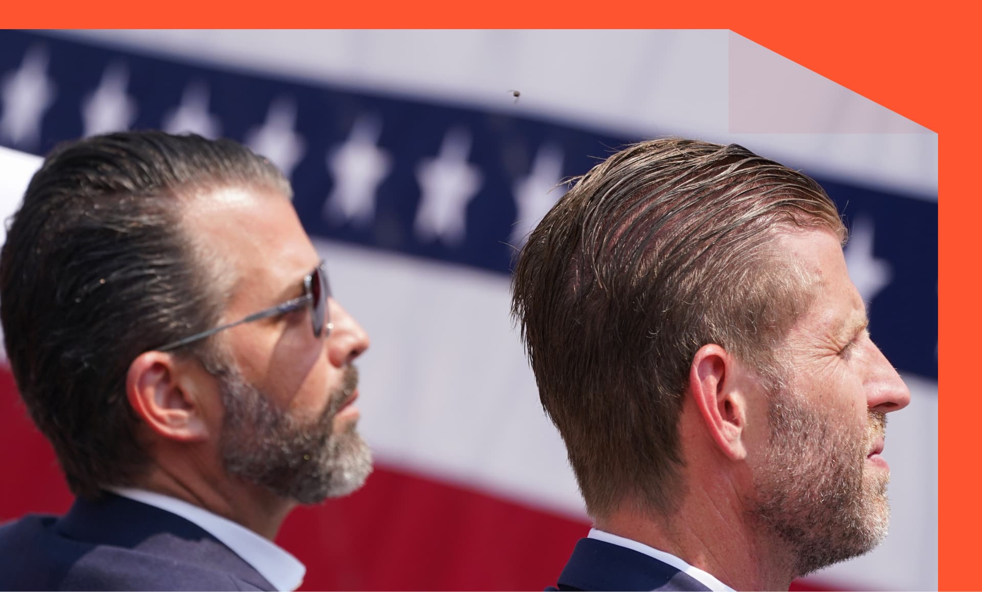 The Trump brothers staring off into the distance