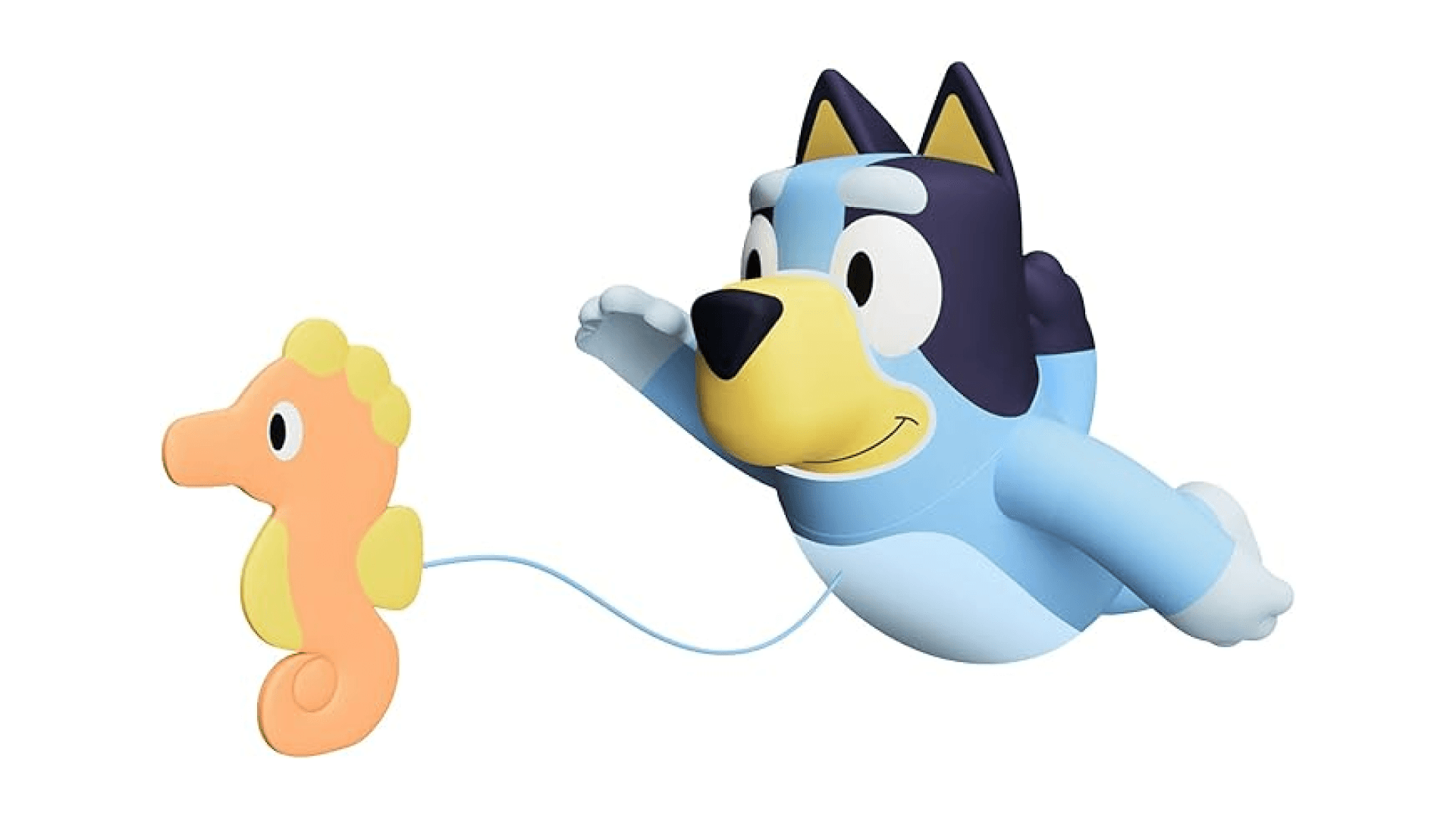 Toomies Bluey Swimming Bath Toy - Bluey Toys Includes Attached Seahorse Baby Toy and Swims on Back or Front - Toddler Bath Toys and Water Toys for Outdoor Play – Ages 18 Months and Up
