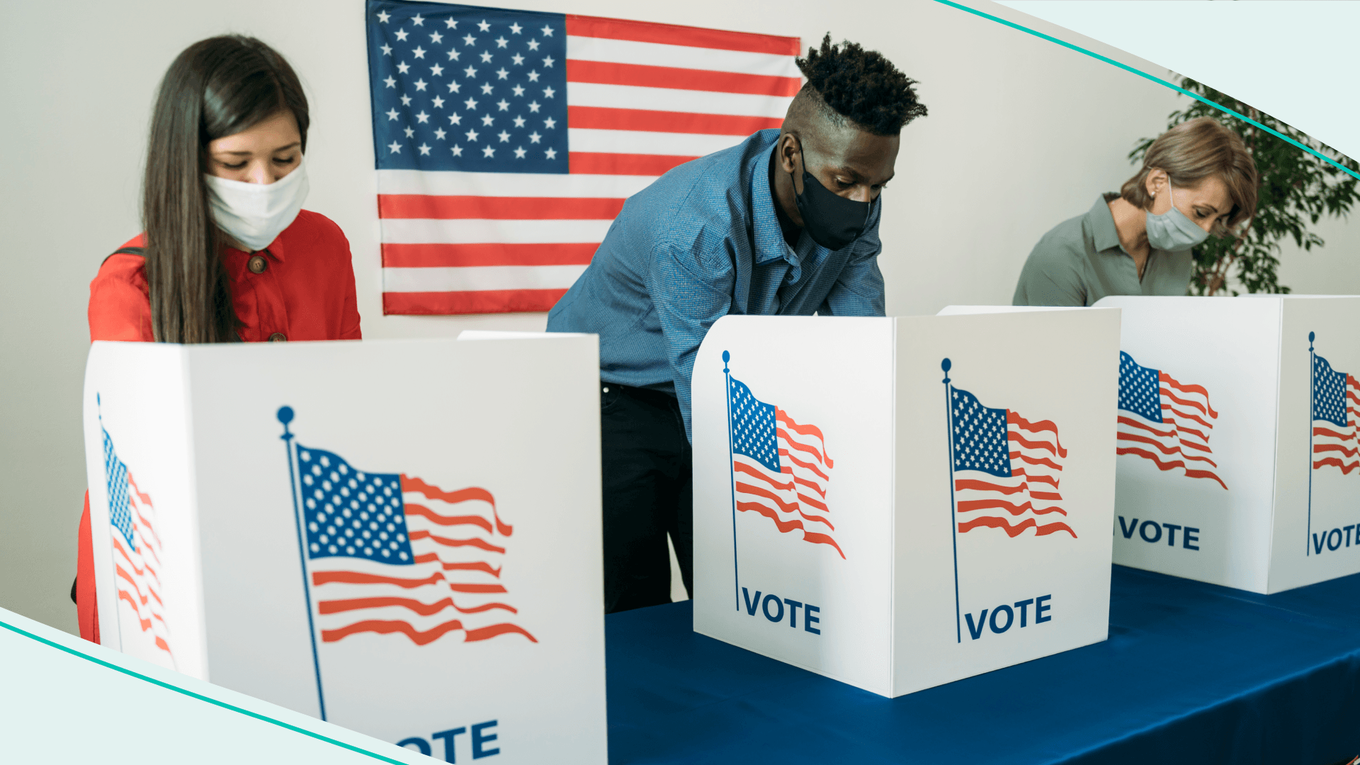 Three people casting their ballots to vote.