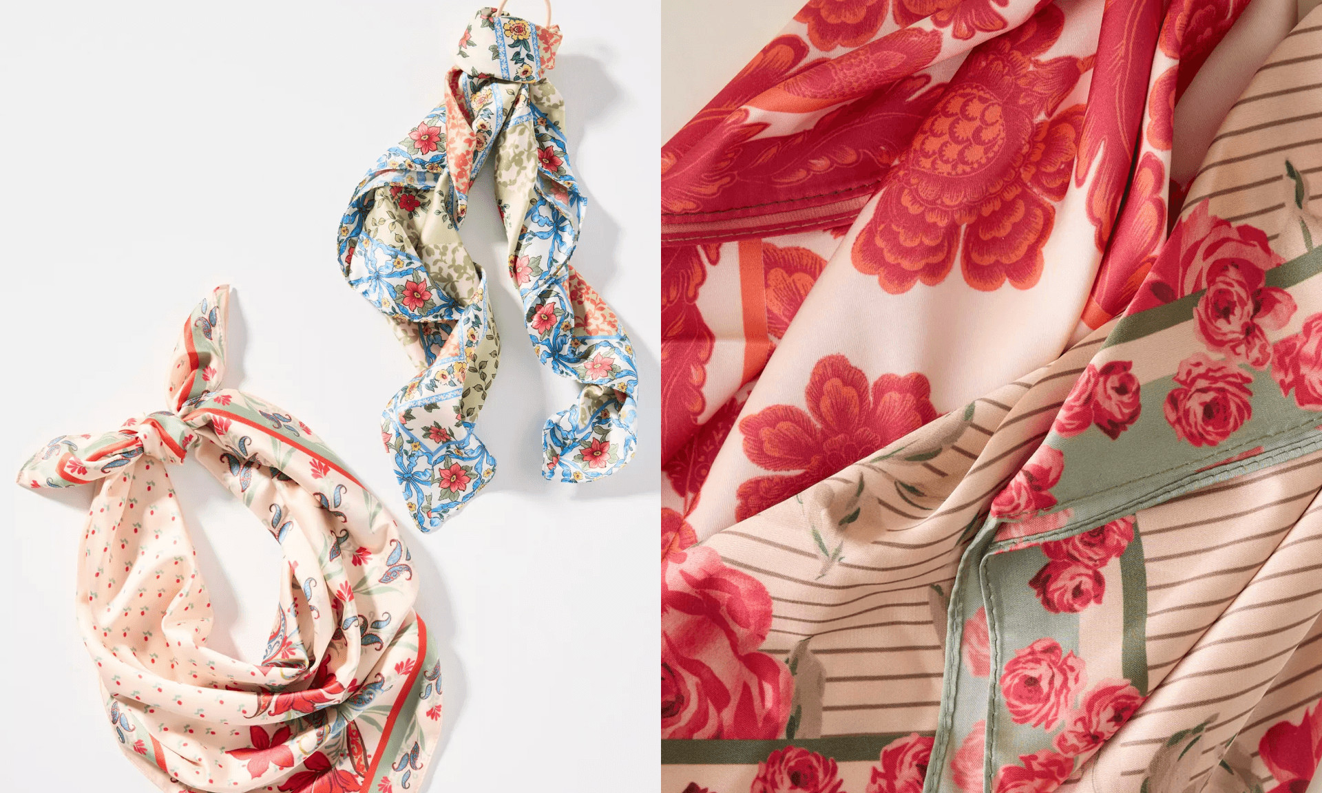Anthropologie Summer Fruits Printed Hair Scarves, Set of 2