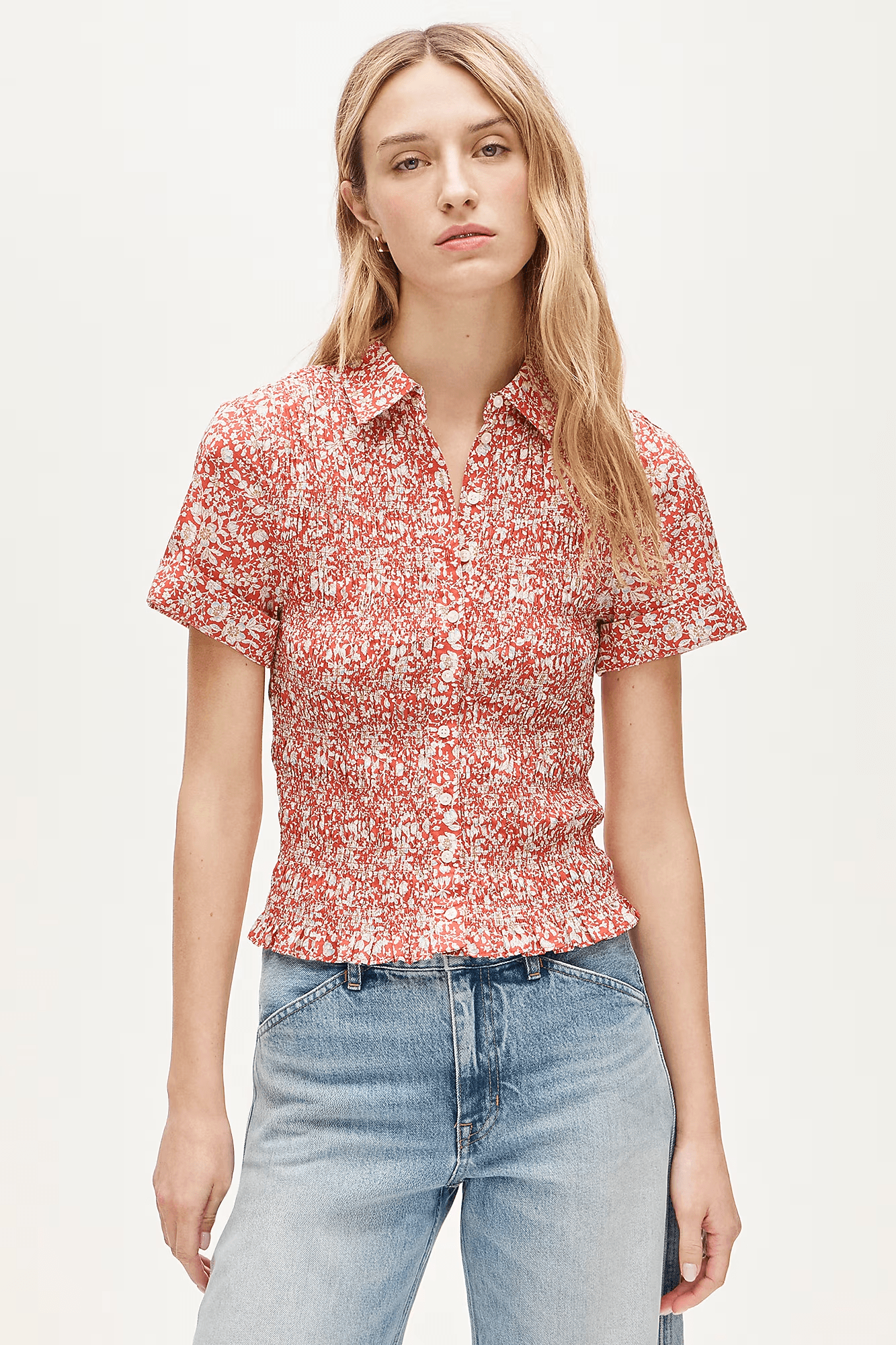 printed button-up