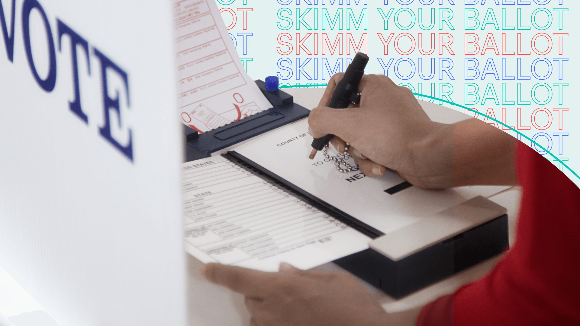 Person filling in an election ballot