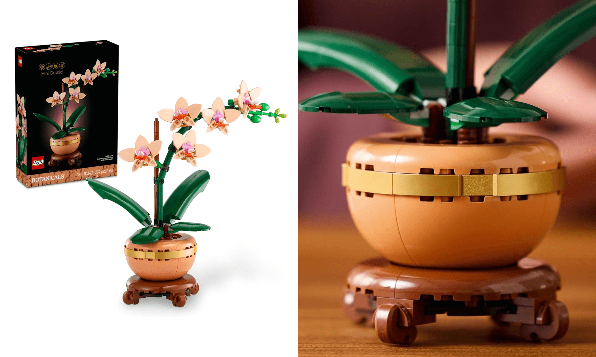 LEGO Botanicals Mini Orchid Building Set - Artificial, Fake Orchid for Home Decor, Adults Ages 18+ - Gift for Birthdays - Indoor Plant Decorations for Table, Desk, Office - 10343