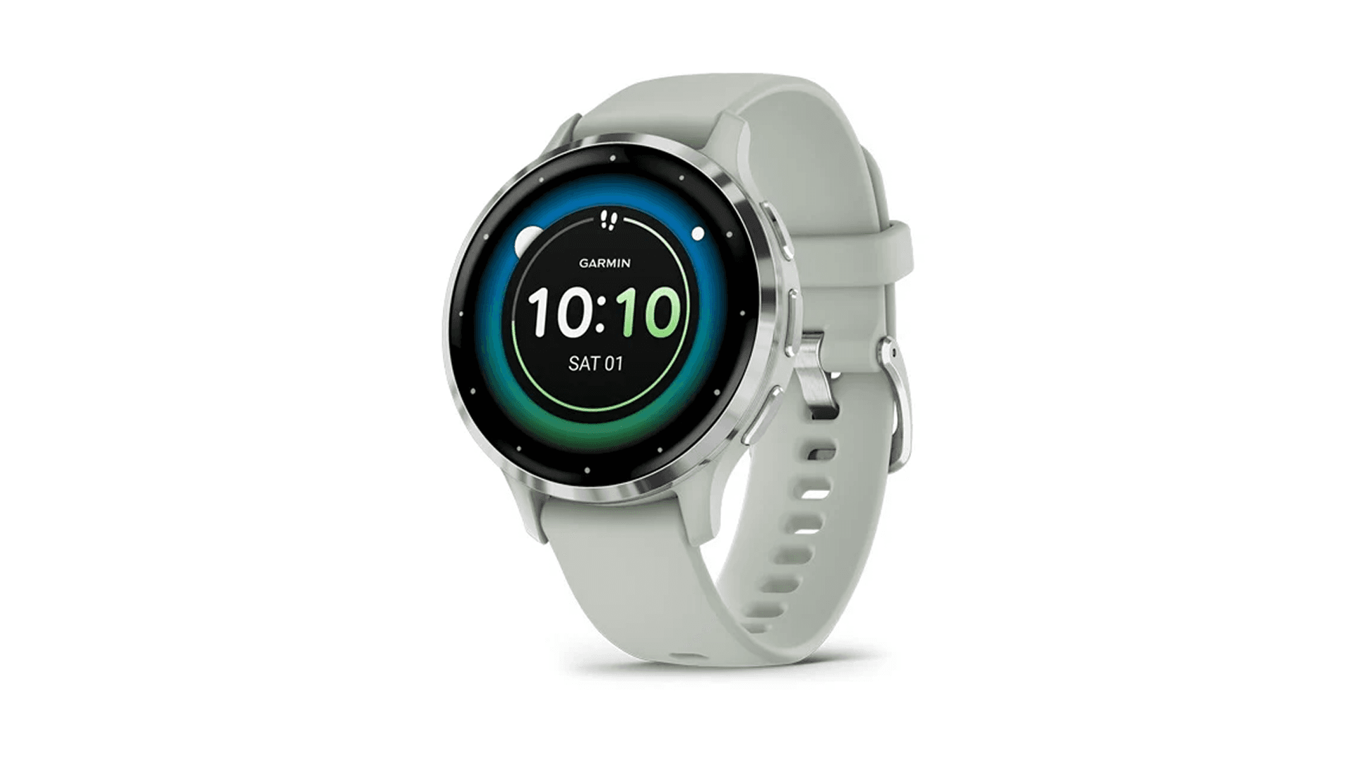 Garmin smartwatch in Silver Stainless Steel with white band