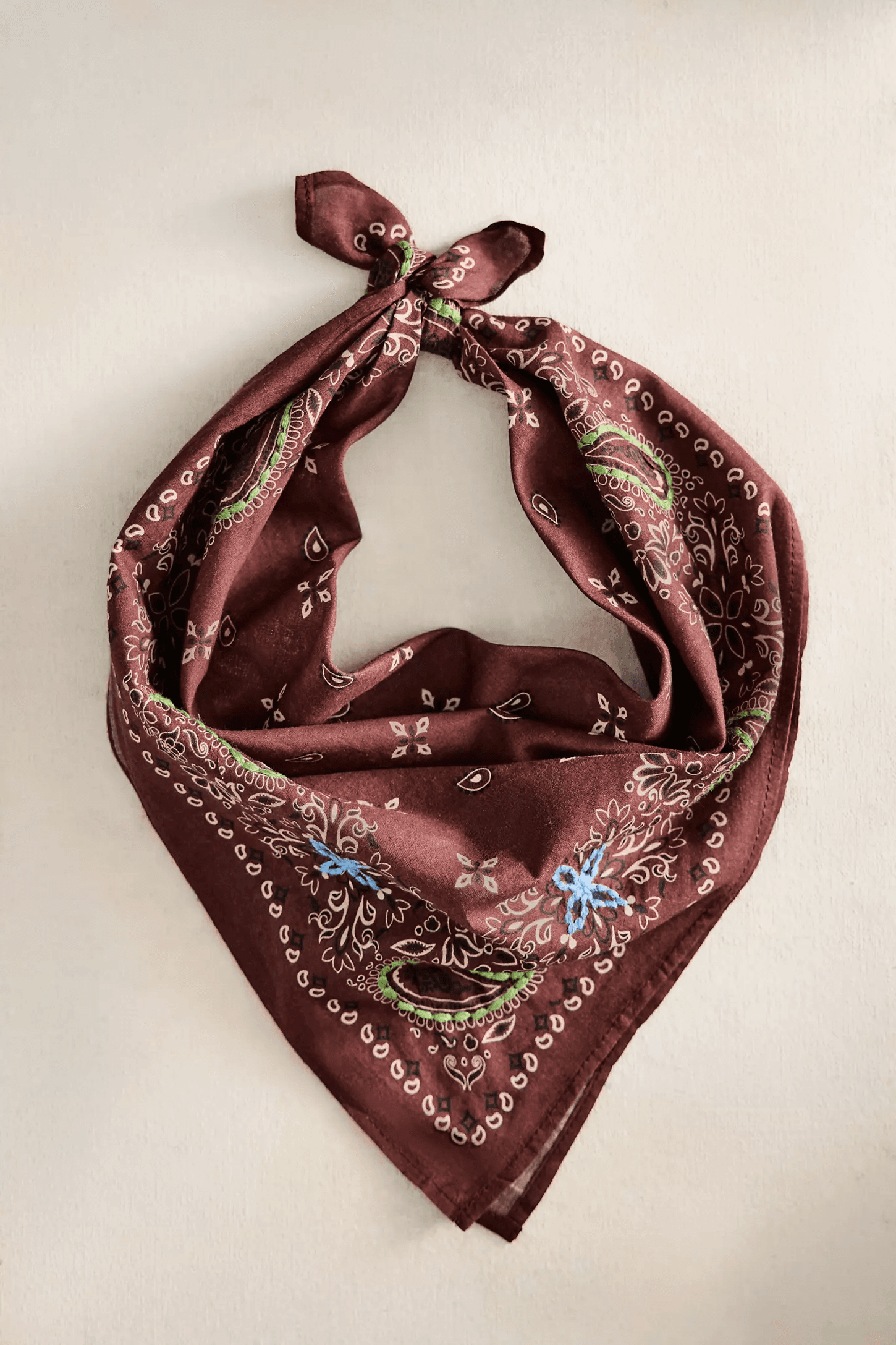 Anthropologie Embroidered Paisley Cotton Bandana
