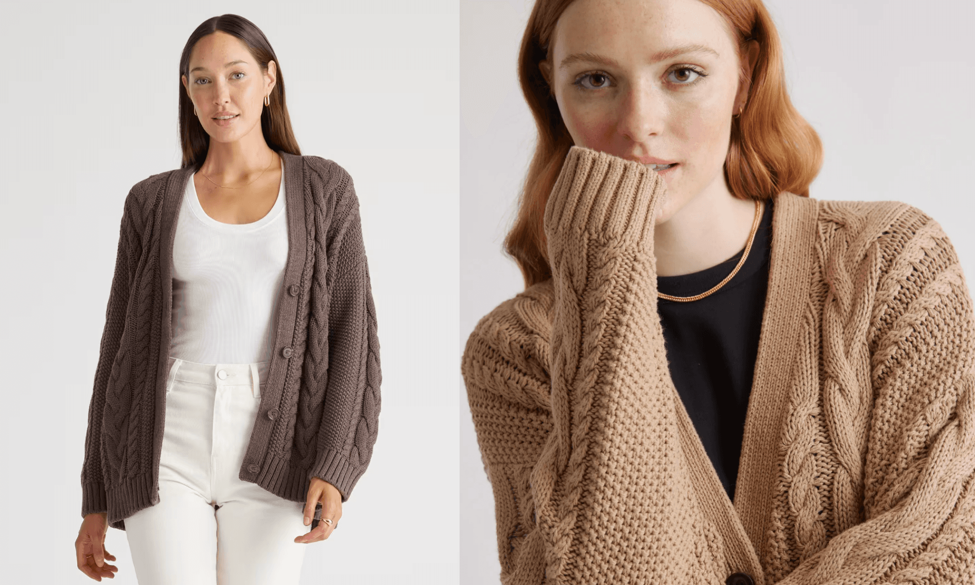 100% Organic Cotton Oversized Cable Cardigan
