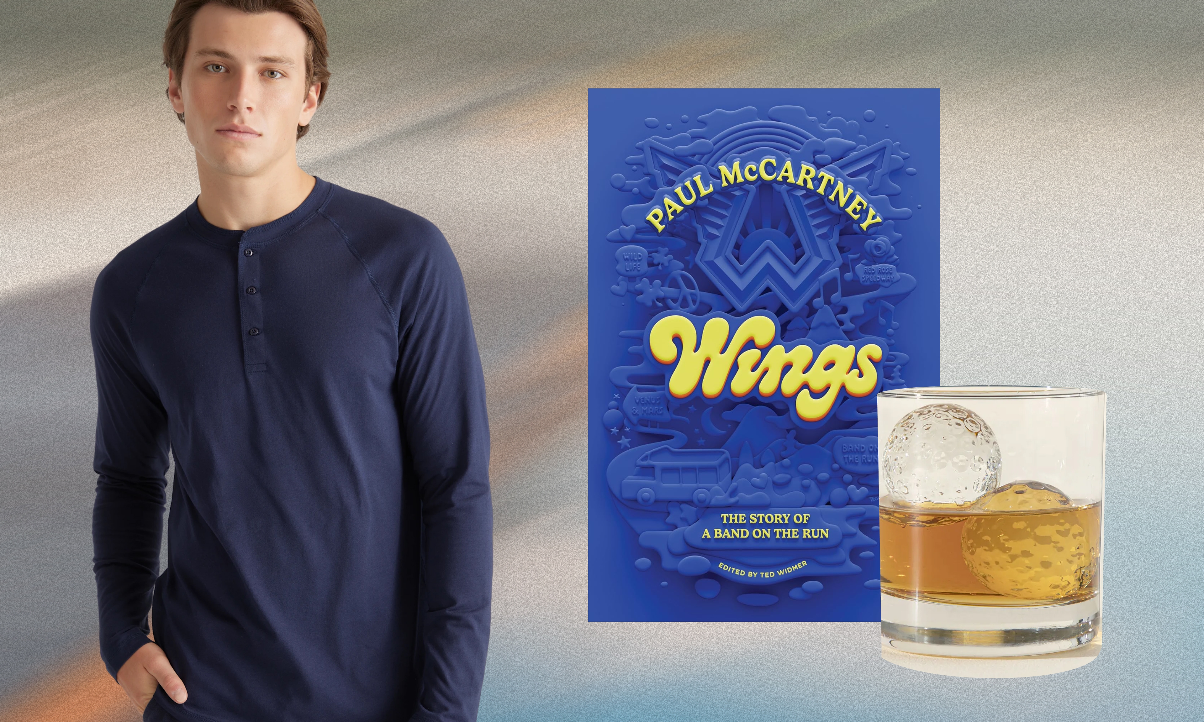 T-shirt, book, whiskey chiller