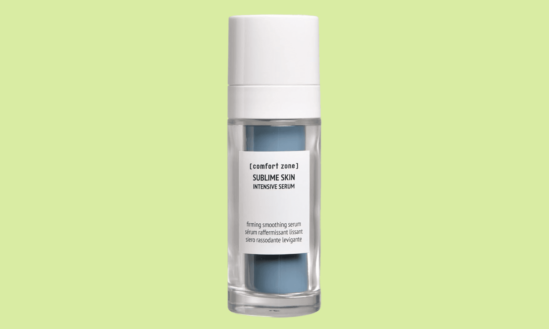 Skincare serum bottle on light green background