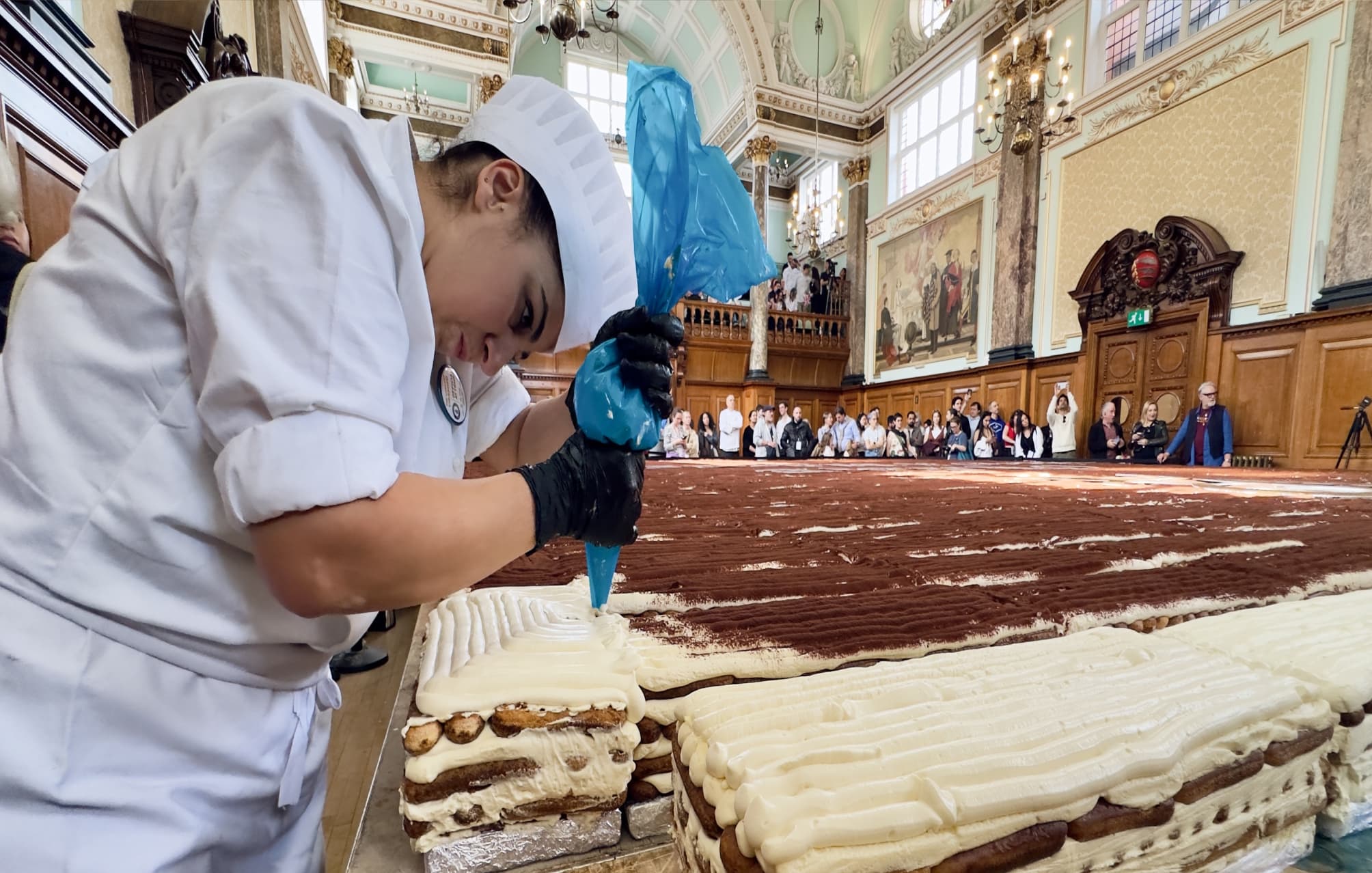 pastry chef working on record-breaking tiramisu