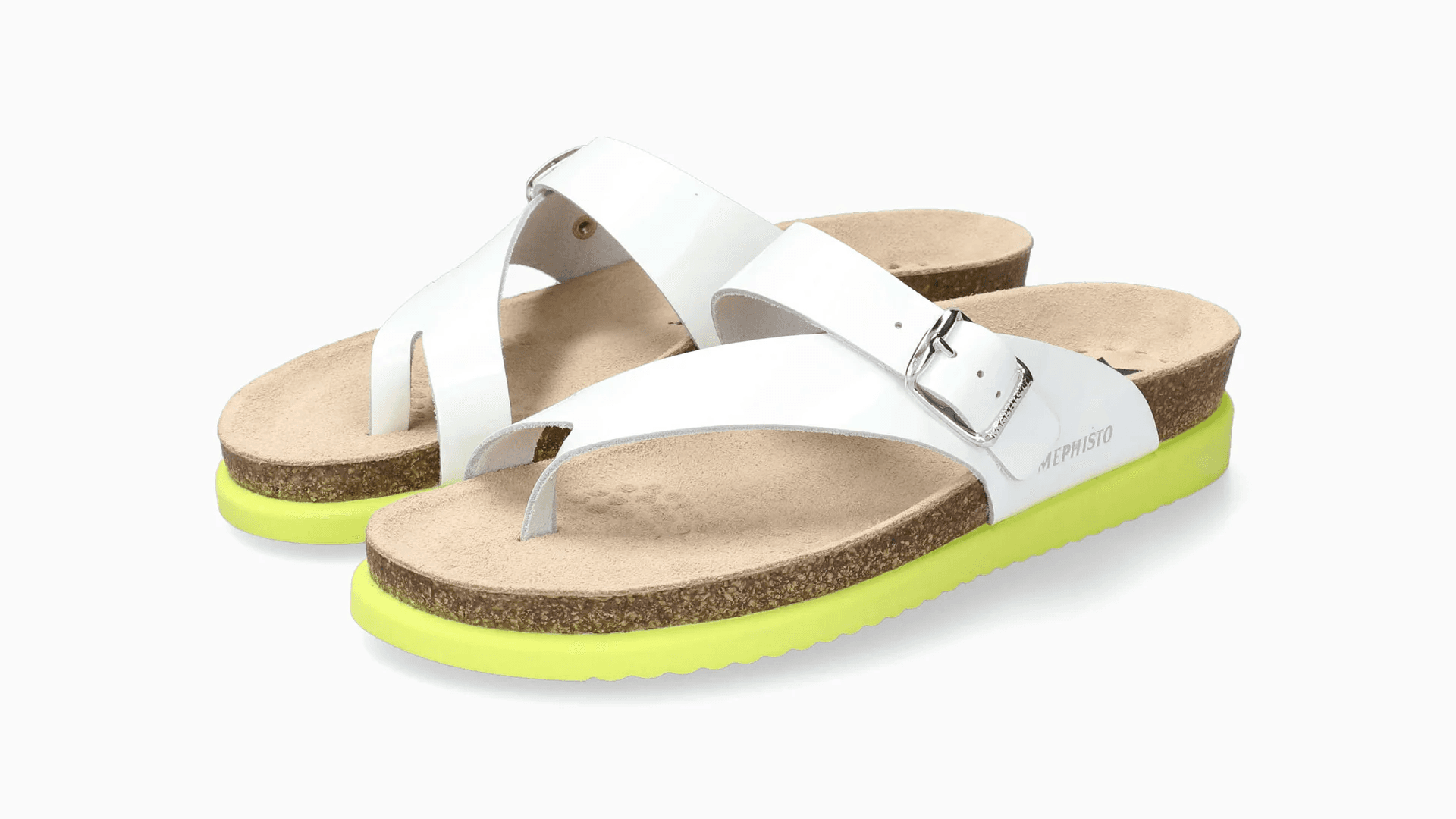 Green and white footbed sandals