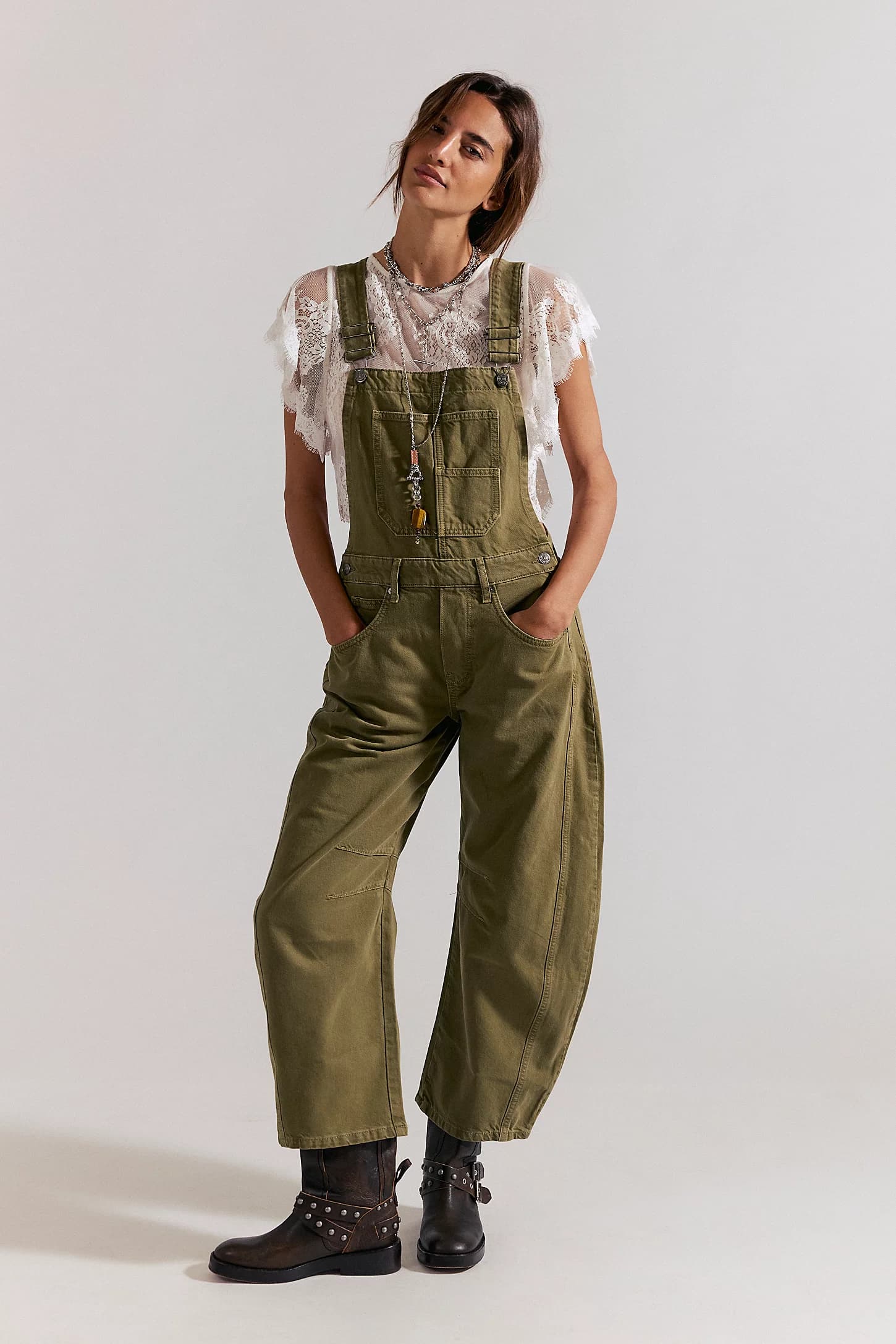 We The Free Good Luck Barrel Overalls