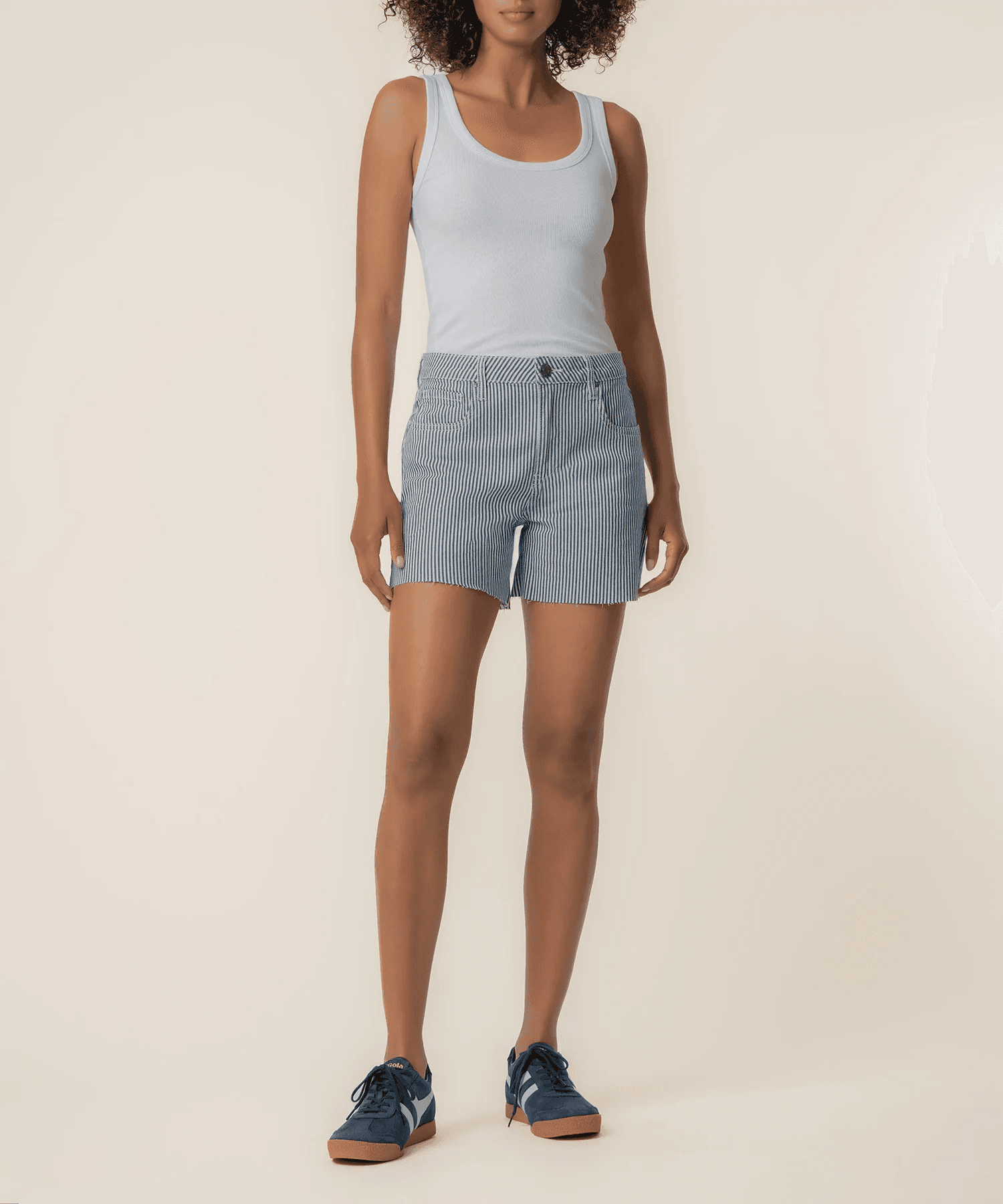 KUT From The Kloth Jane Stripe Twill High Rise Long Short