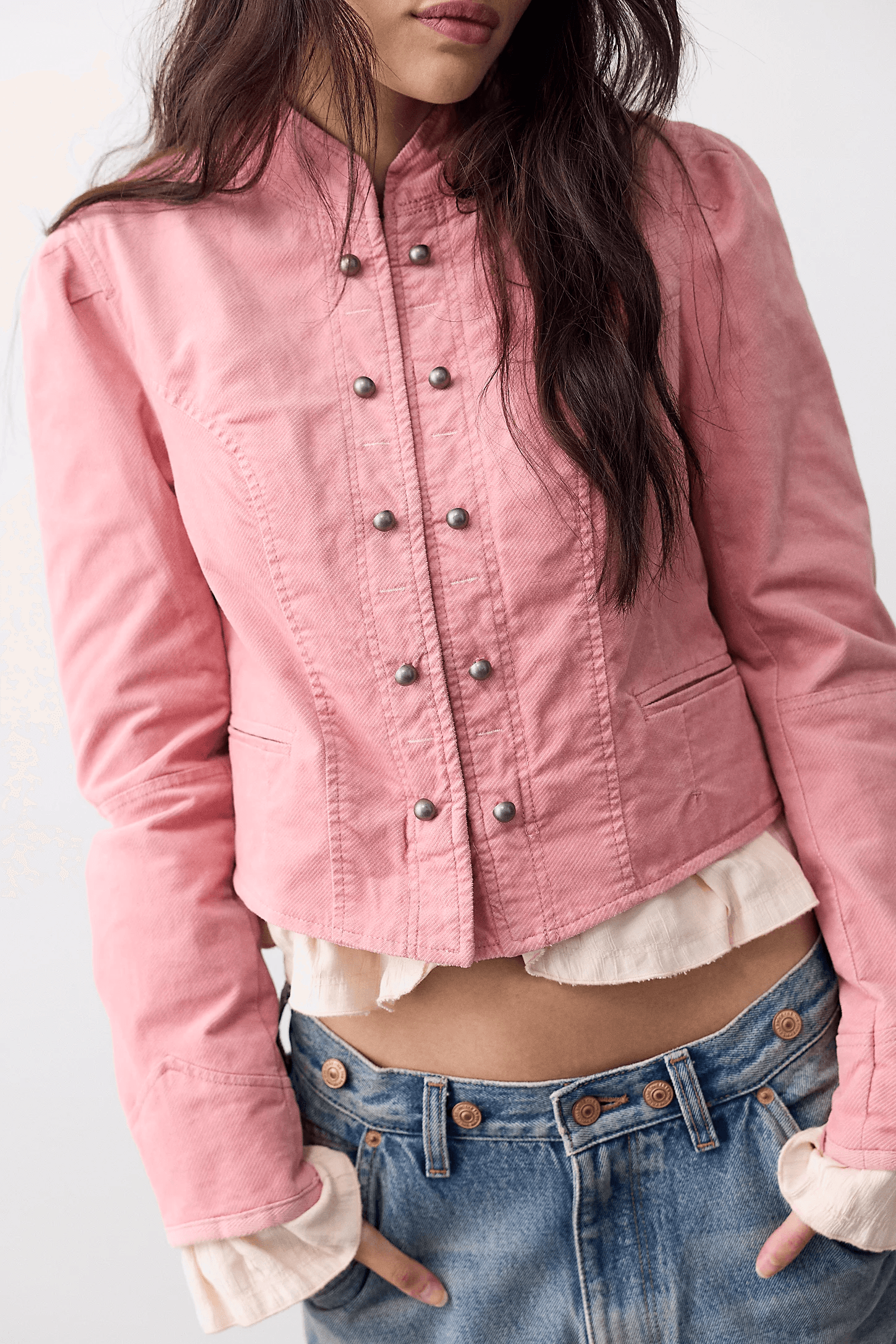 Free People Cloud Nine Ruffle Band Jacket