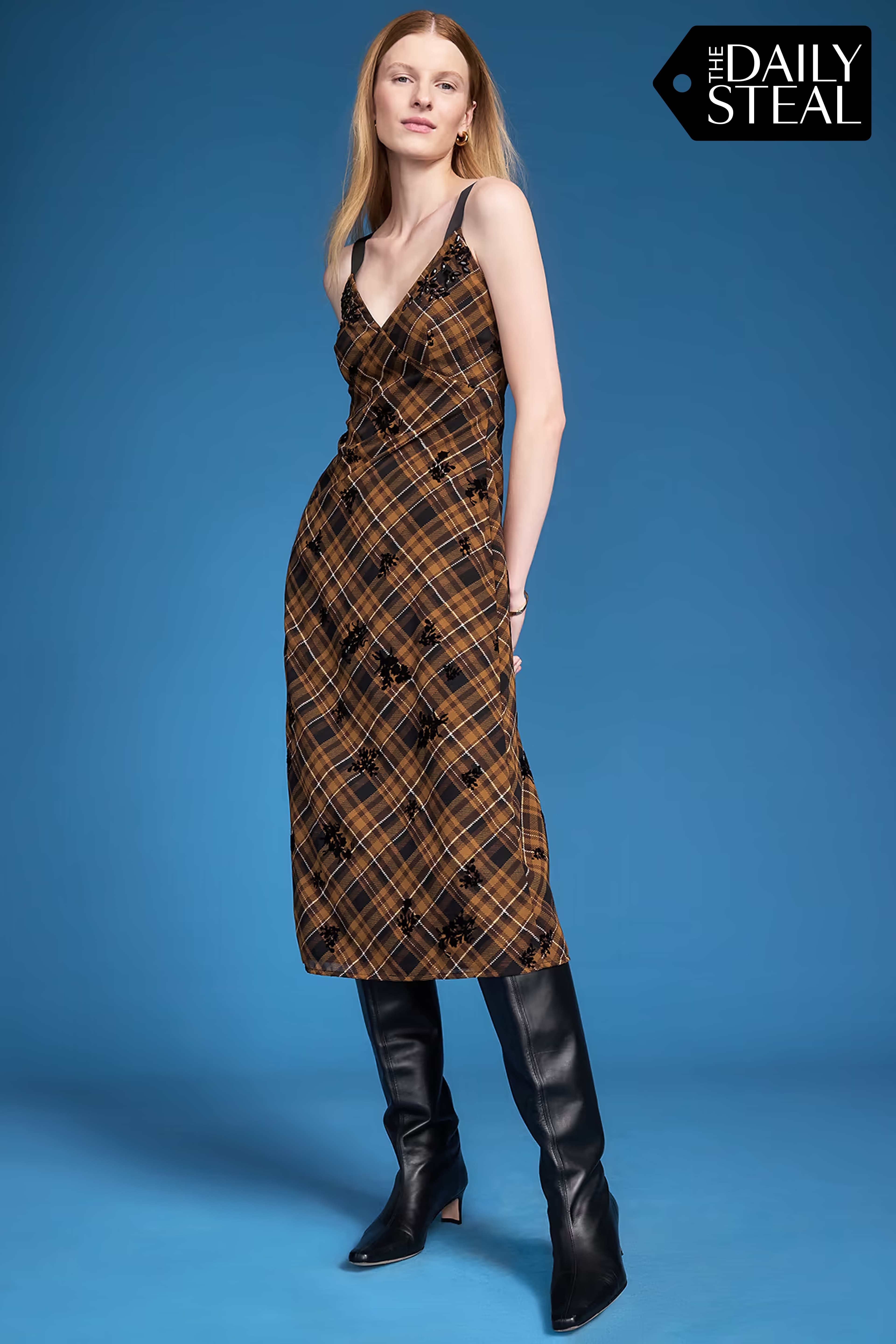 plaid midi dress