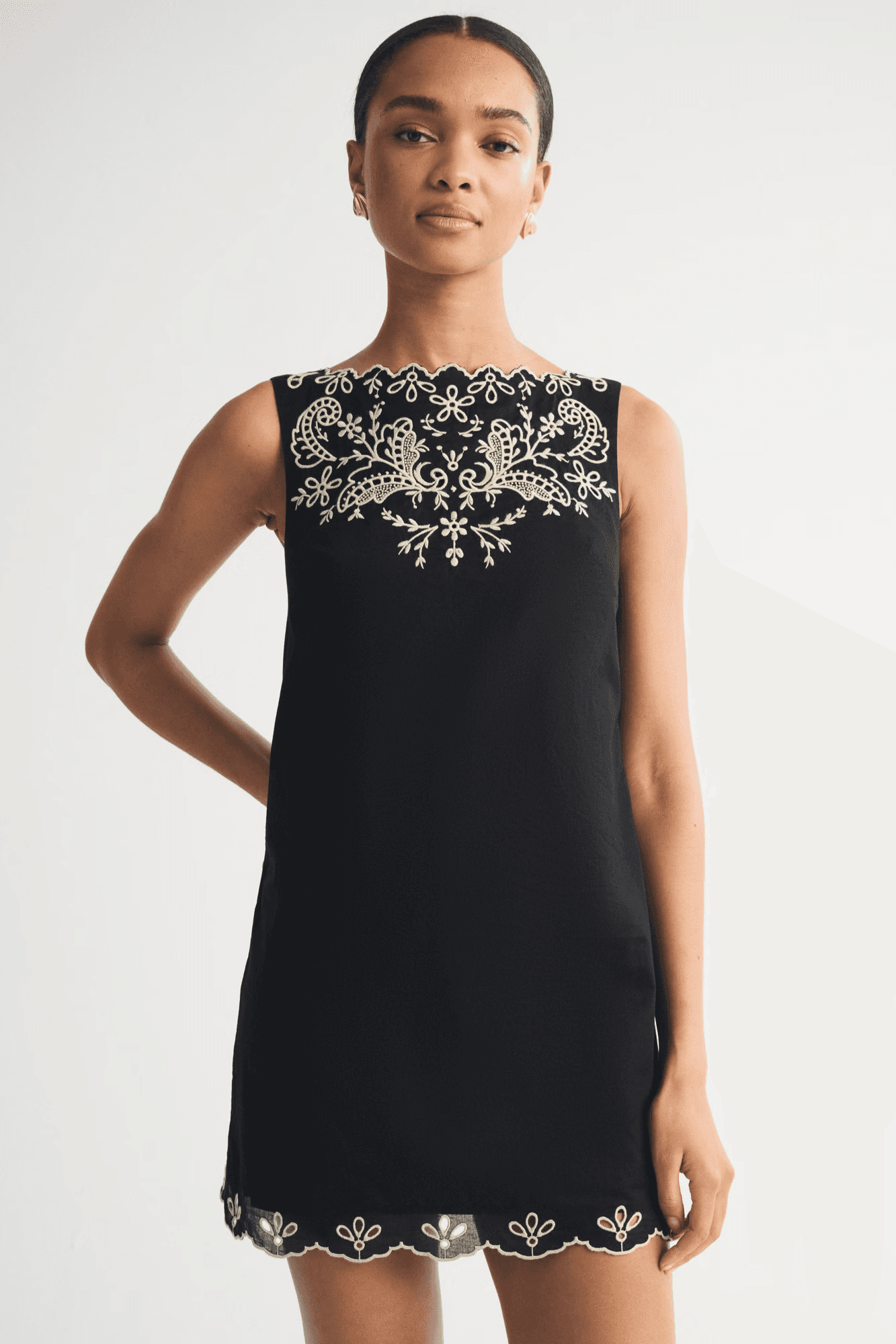 embroidered mini dress